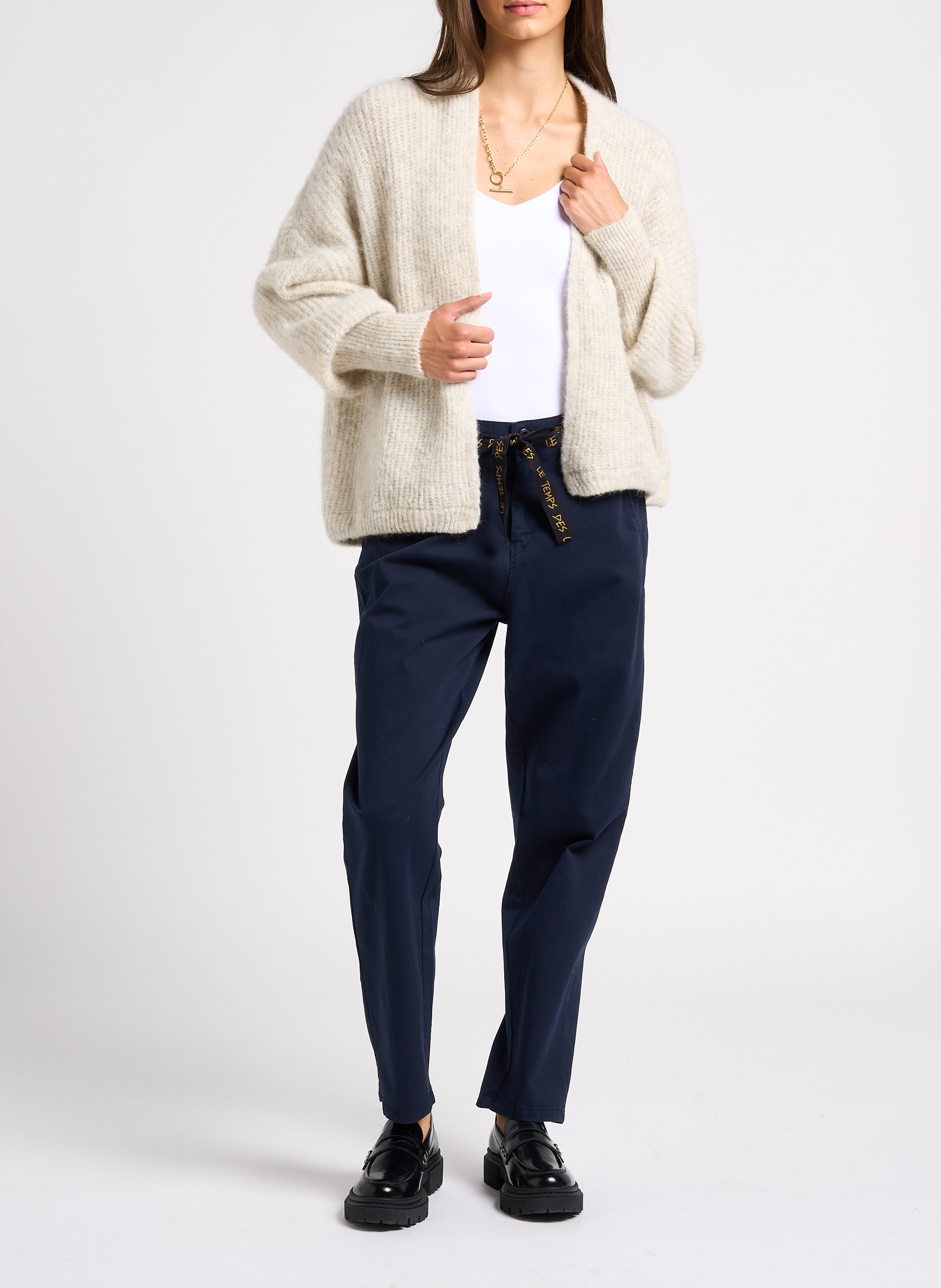 Open wool and alpaca blend cardigan AMERICAN VINTAGE Beige