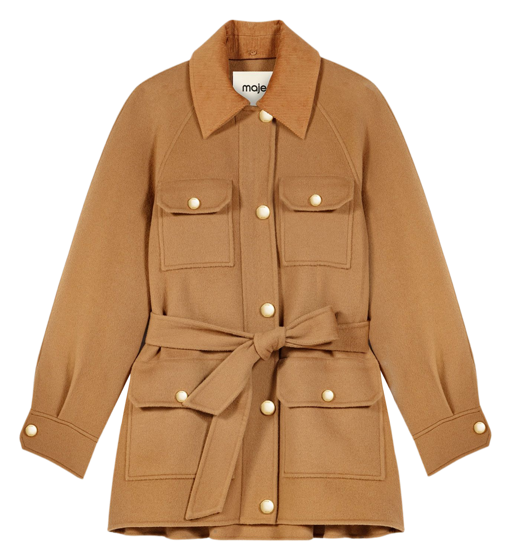 Manteau en laine ceinturée MAJE Beige
