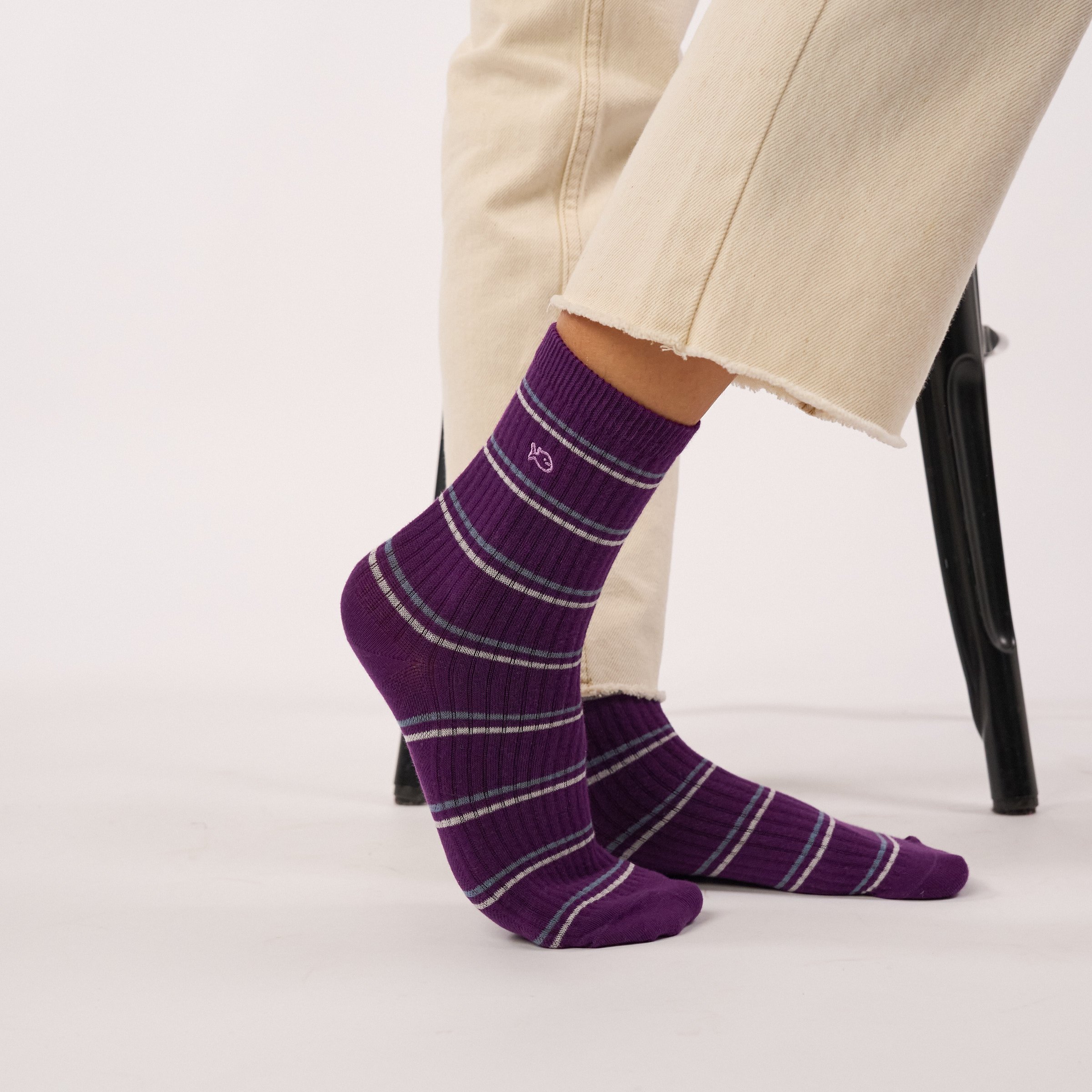 Combed cotton striped socks BILLYBELT Purple