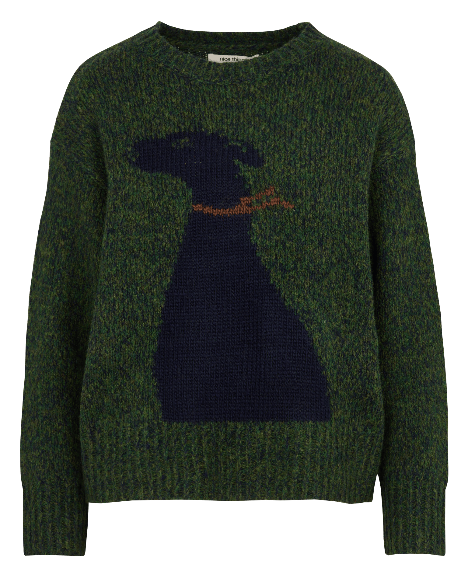 Straight fit round neck sweater in printed wool blend NICE THINGS