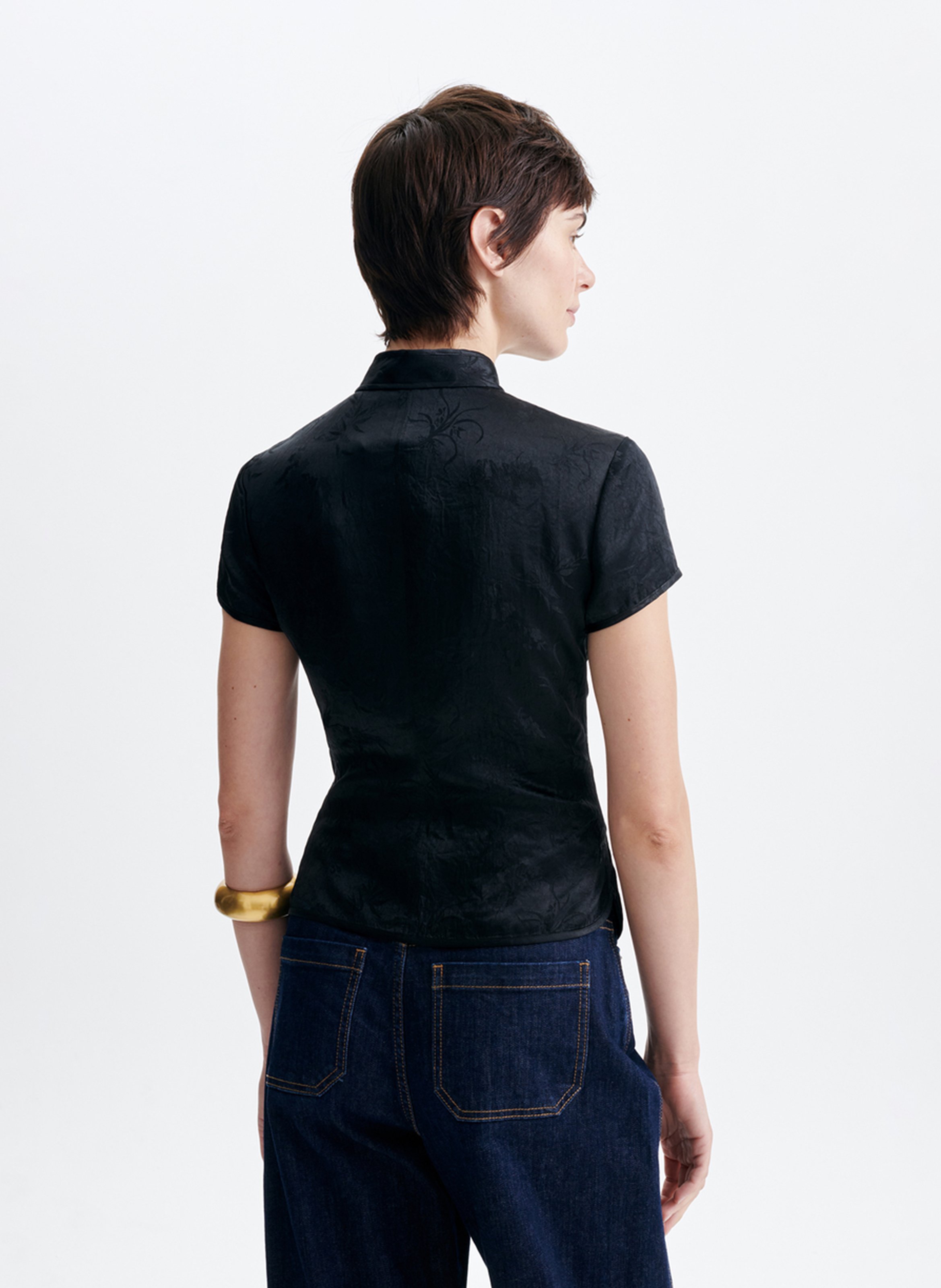 Short-sleeved jacquard top VANESSA BRUNO Black