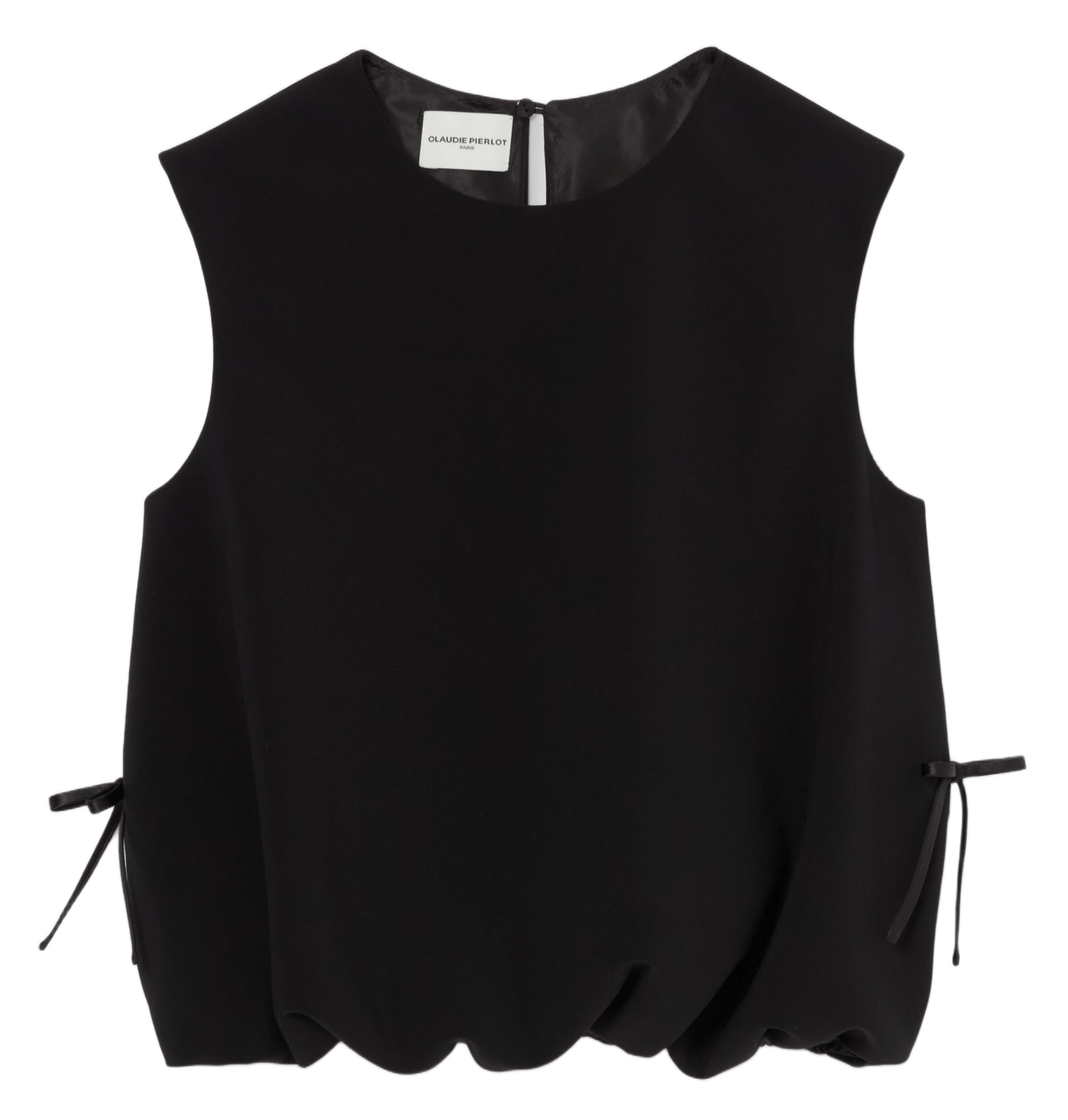 Mouwloze top in effen kleur met strikjes CLAUDIE PIERLOT Zwart