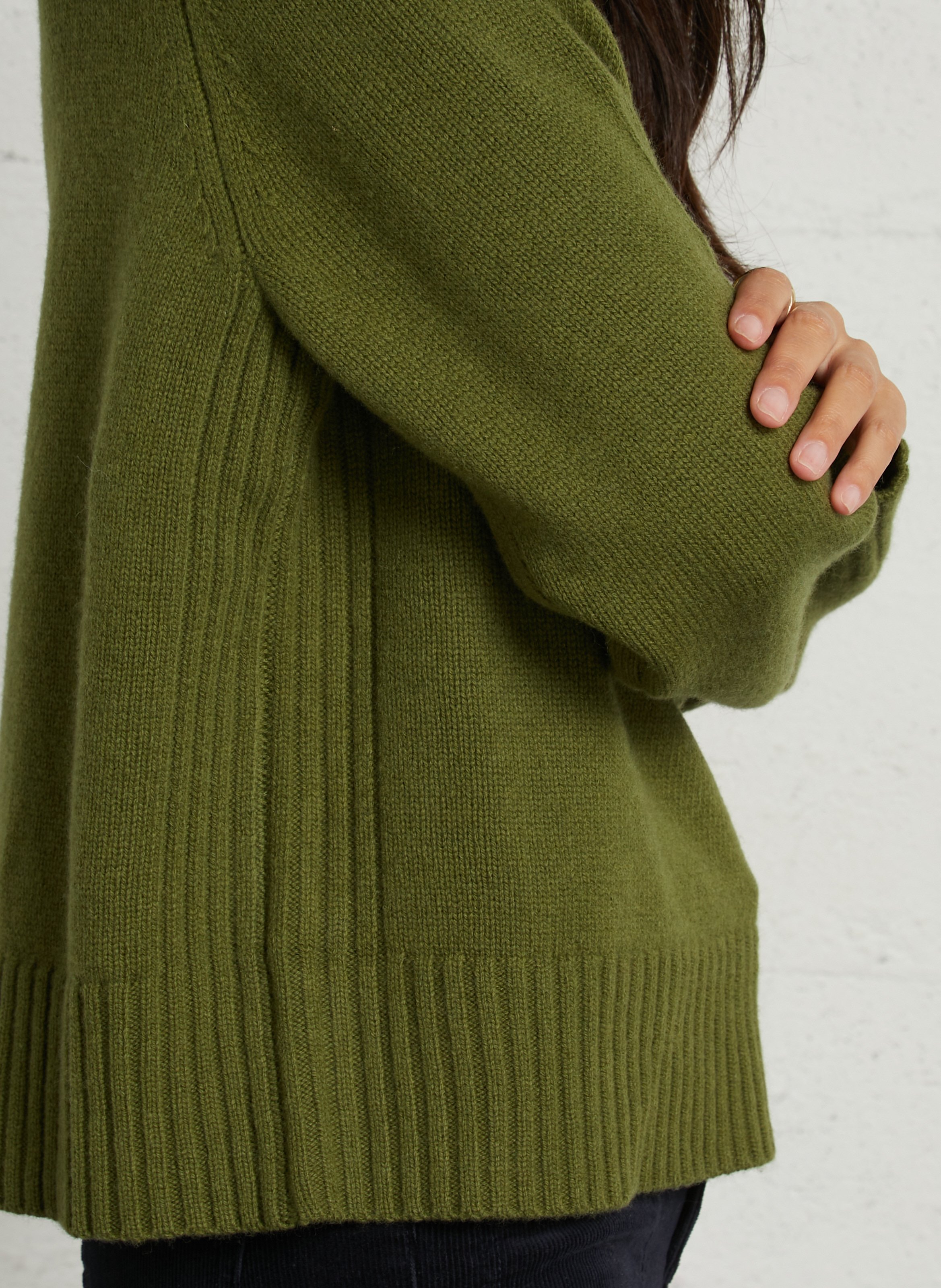 Pullover mit Schalkragen aus grob gestrickter Merinowolle PETITE MENDIGOTE Khaki