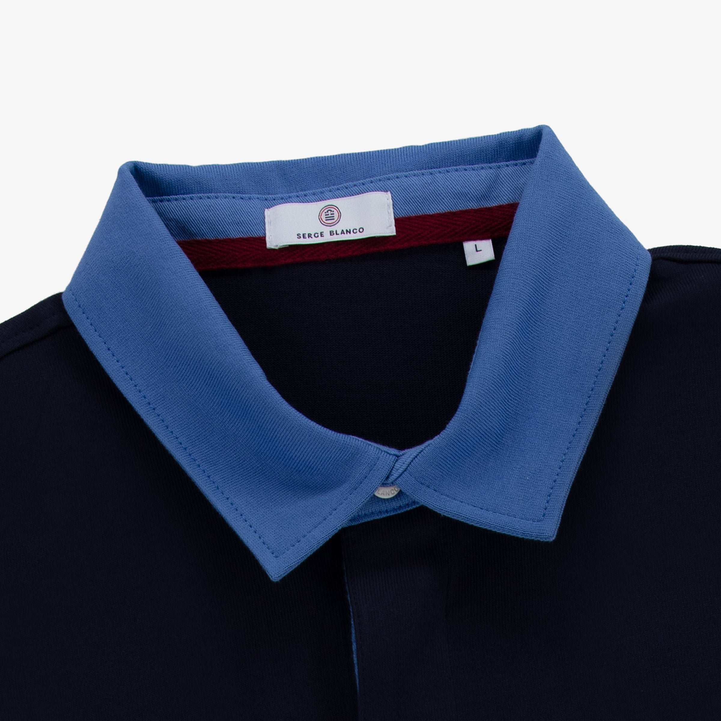 Long-sleeved cotton rugby shirt SERGE BLANCO Blue