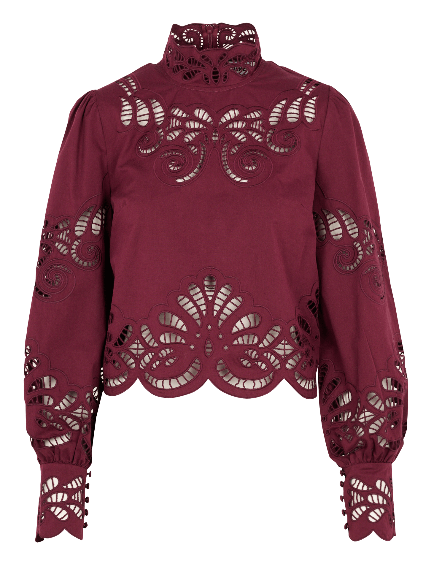 Blouse droite col montant brodée en coton BERENICE