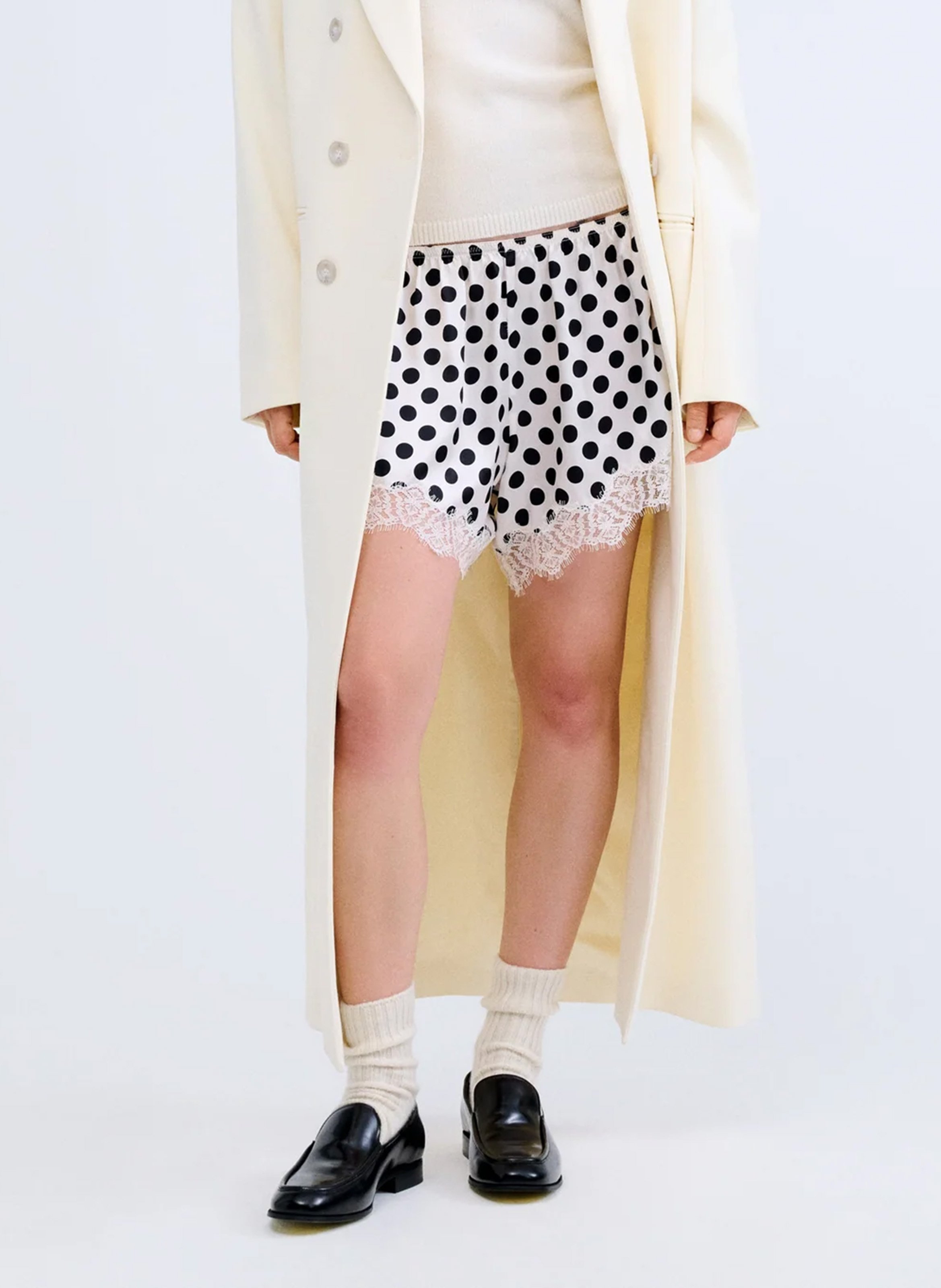 Seiden-Shorts mit Punktemuster LOVE STORIES Weiss