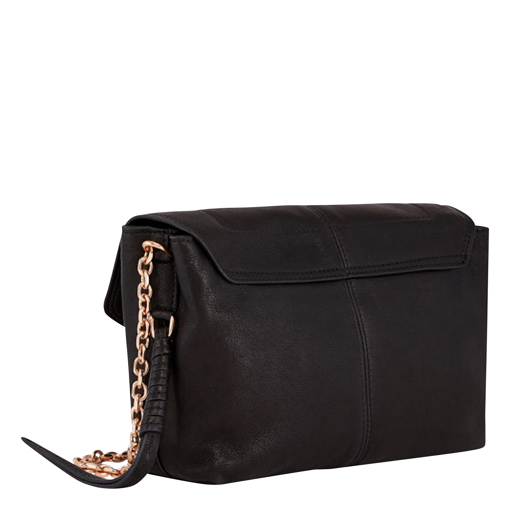 Sac bandoulière à rabat en cuir VANESSA BRUNO Noir