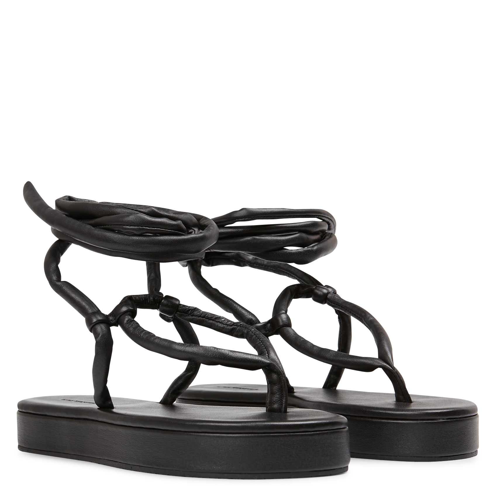 Leren sandalen met sleehak V DE VINSTER Zwart