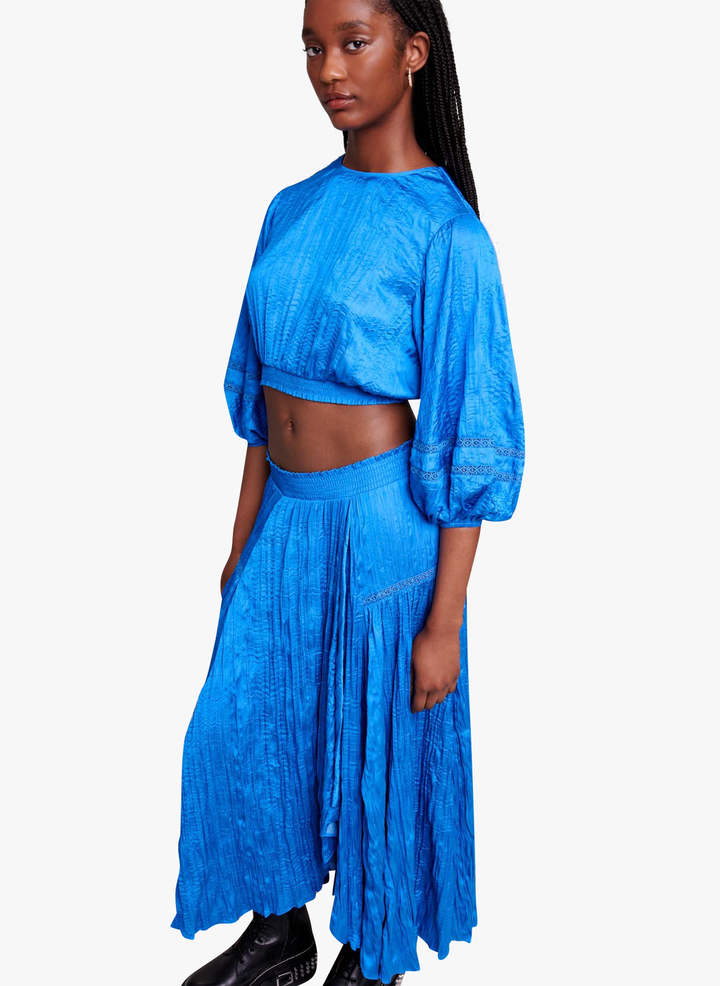 Long Flared Flowing Skirt Bleu Maje Women Place des Tendances