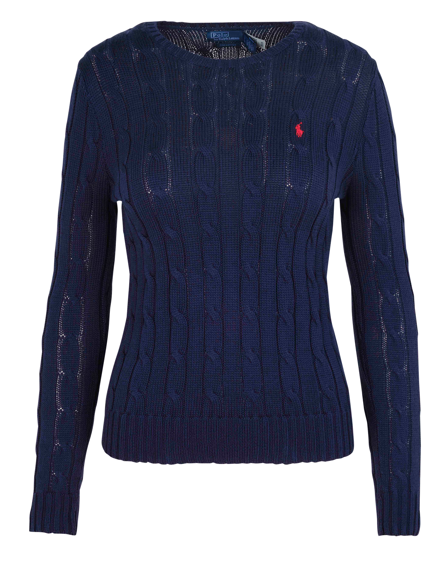 Pull col rond brodé en coton Bleu Polo ralph lauren Femme - Main Image