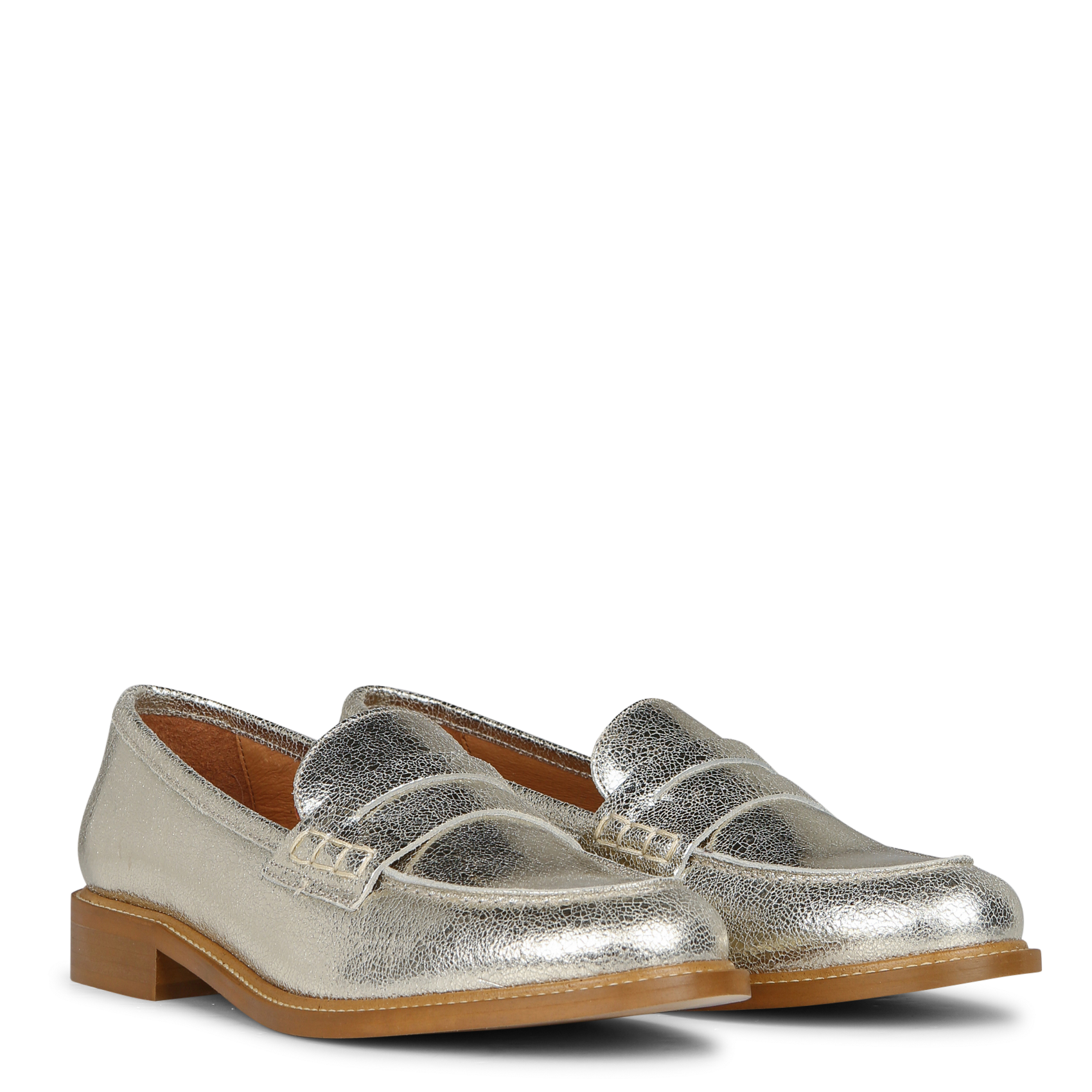 Metallic leather loafers MELLOW YELLOW Golden