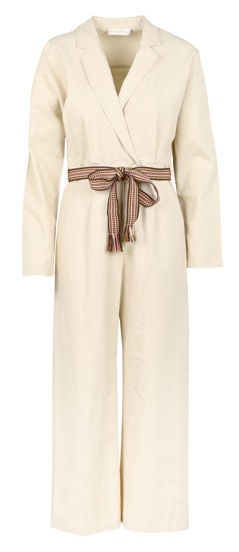 Cotton-blend belted jumpsuit with tailored collar LA PETITE ETOILE Beige