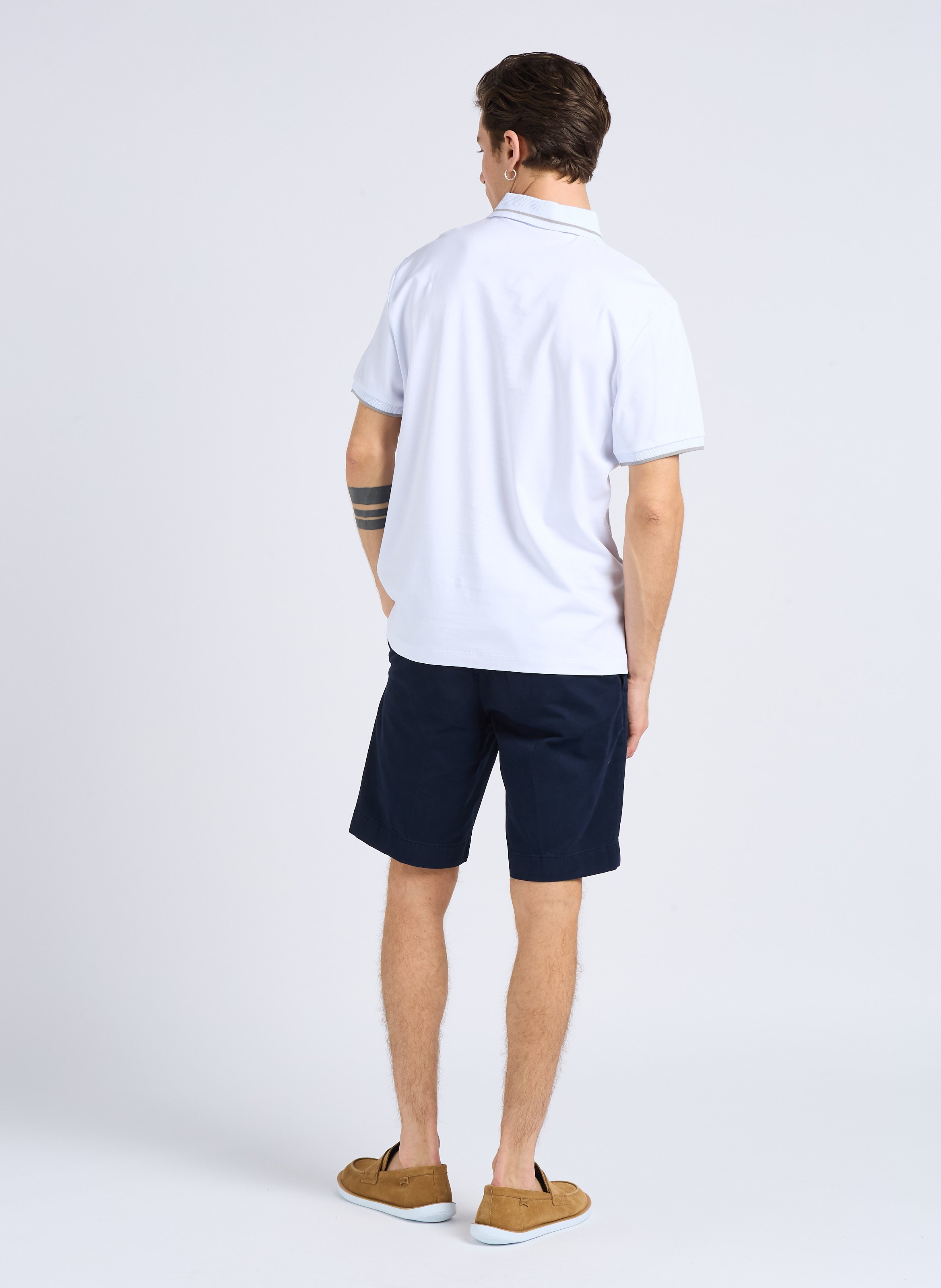 Straight-leg hem-effect cotton shorts HACKETT Blue
