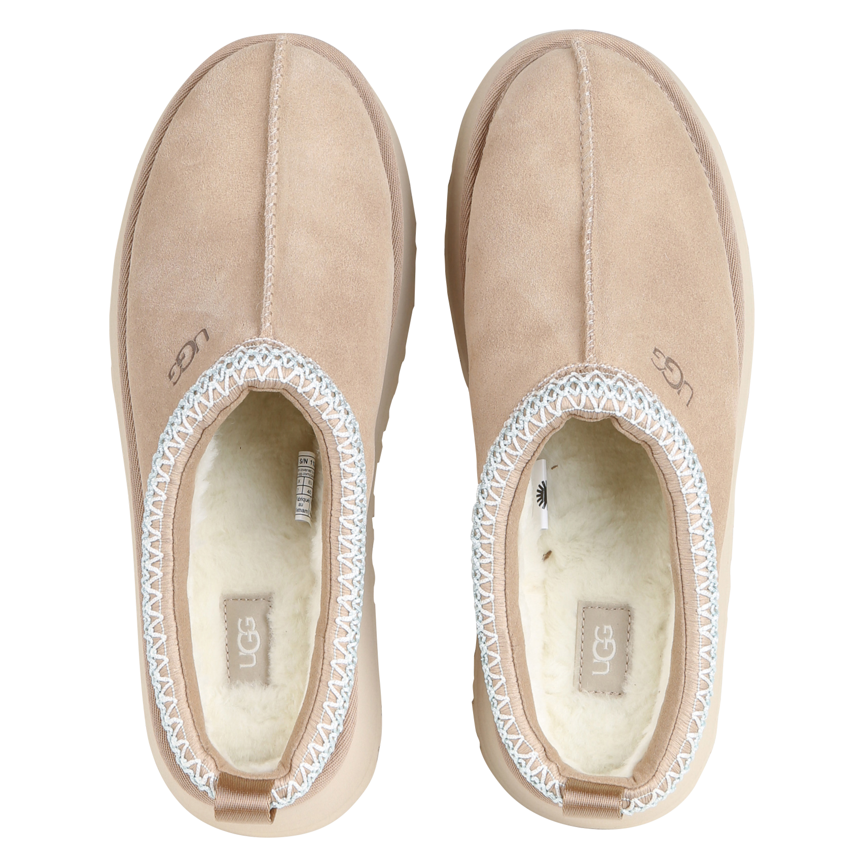 Chaussons fourrés à plateforme en cuir velours UGG Beige