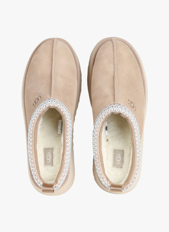 Chaussons fourrés à plateforme en cuir velours Tazz Beige Ugg