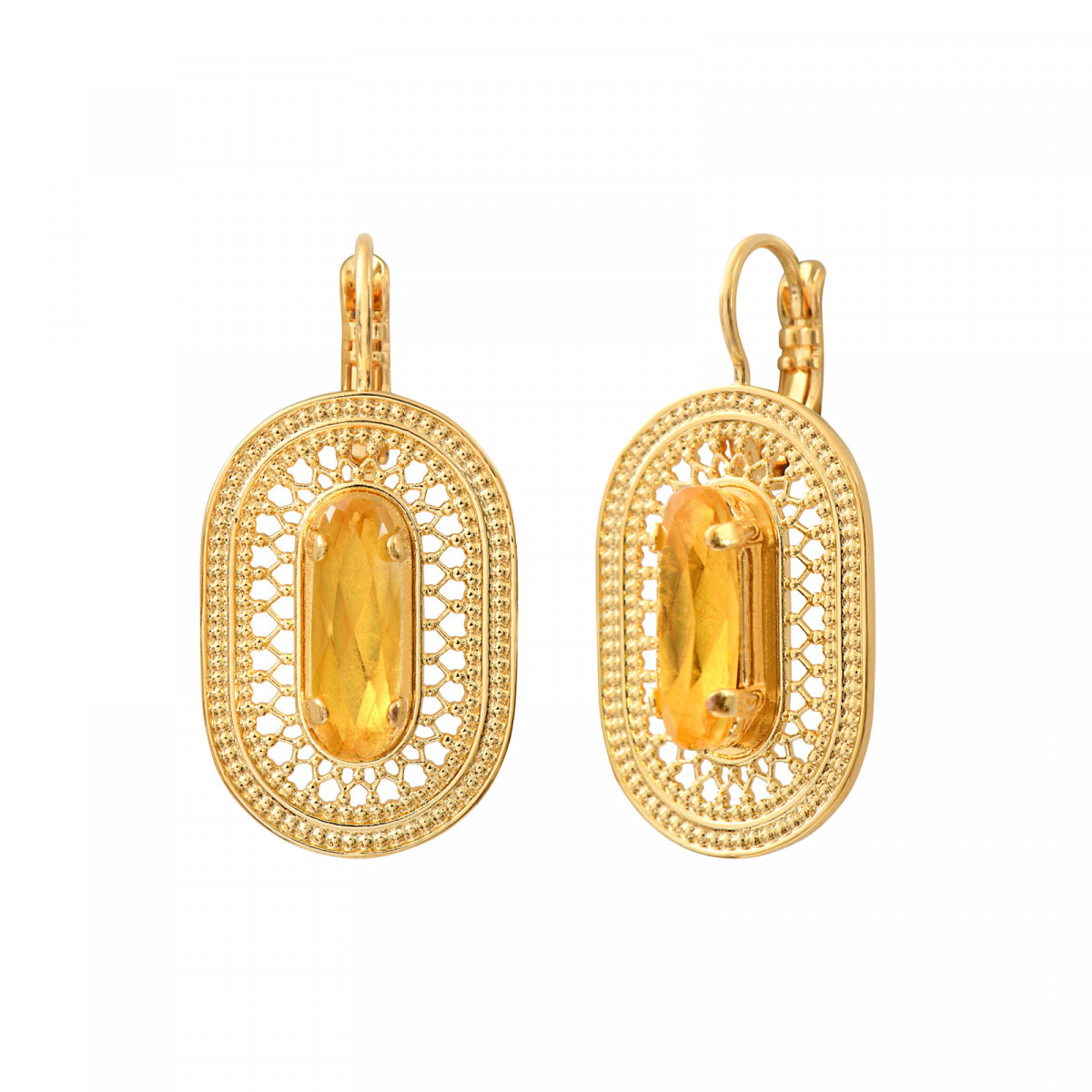 Boucles d'oreilles dormeuses cristaux noor SATELLITE PARIS Jaune