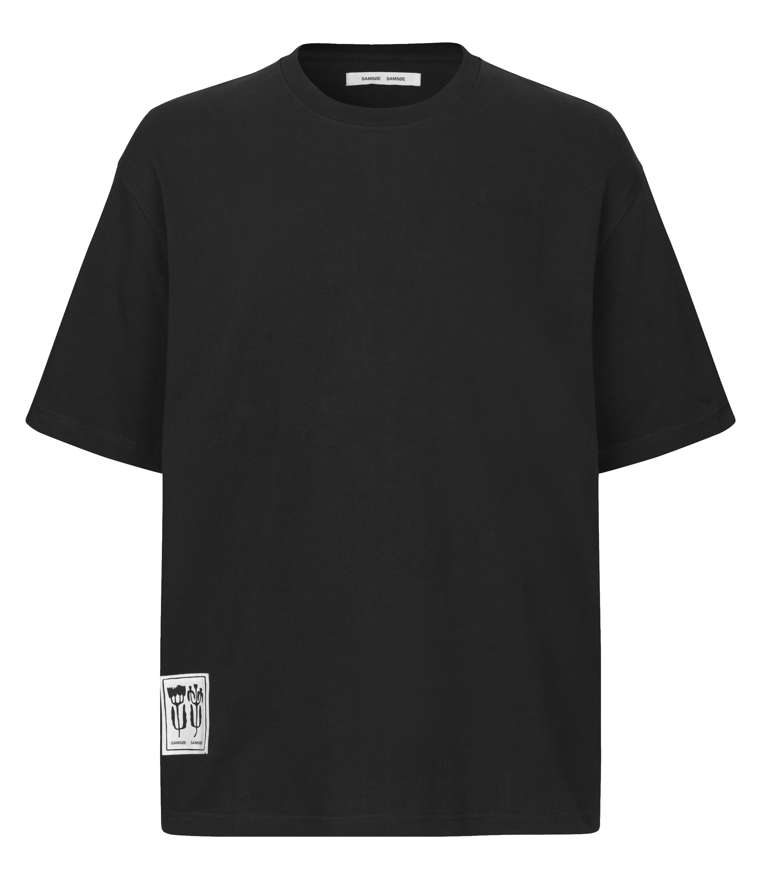 Organic cotton straight fit printed t-shirt SAMSOE SAMSOE Black