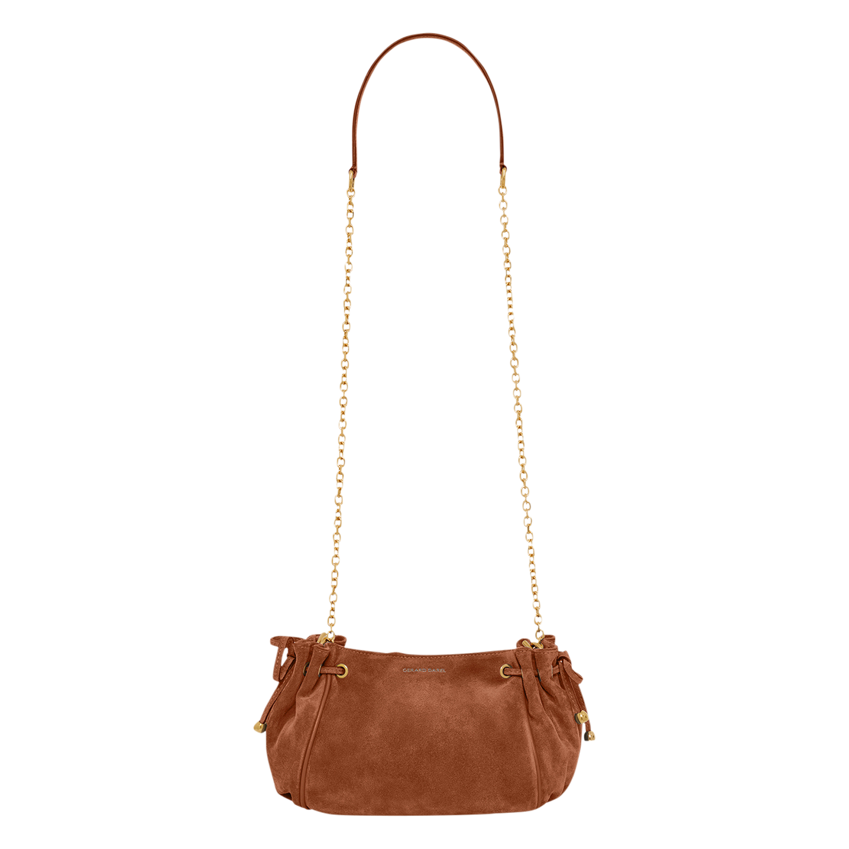 Sac bandoulière en cuir velours GERARD DAREL Marron