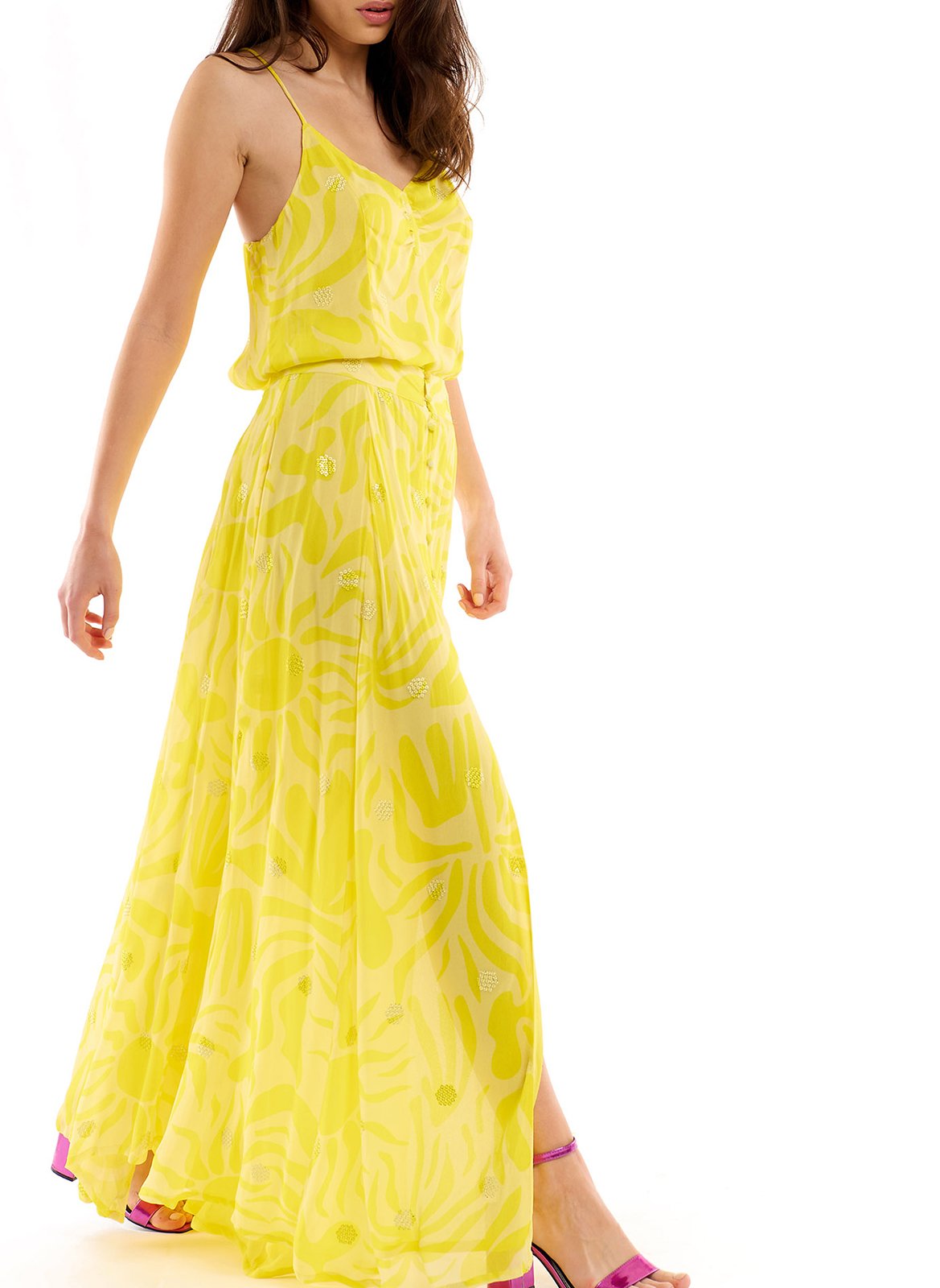 Kurzer Rock mit Print WILD Gelb