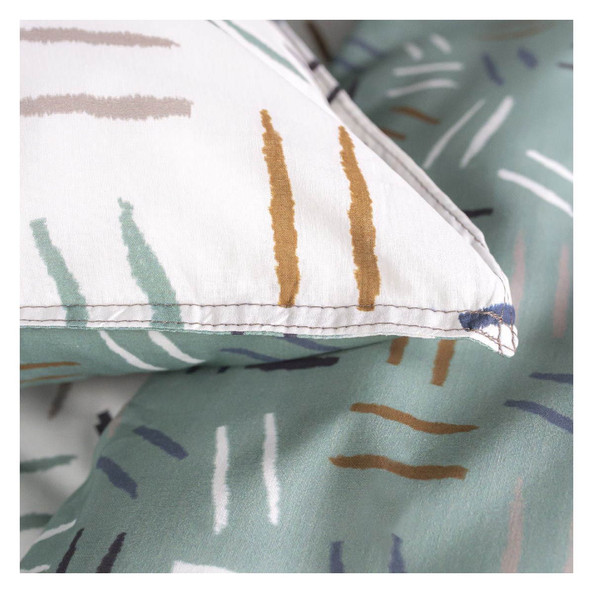Striped cotton printed bed set TODAY LINGE DE MAISON White