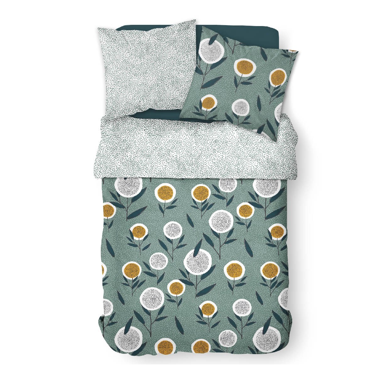 Floral printed cotton bedding set TODAY LINGE DE MAISON Blue