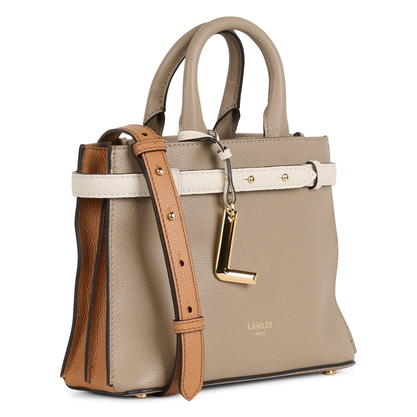 Sac à main en cuir LANCEL Beige