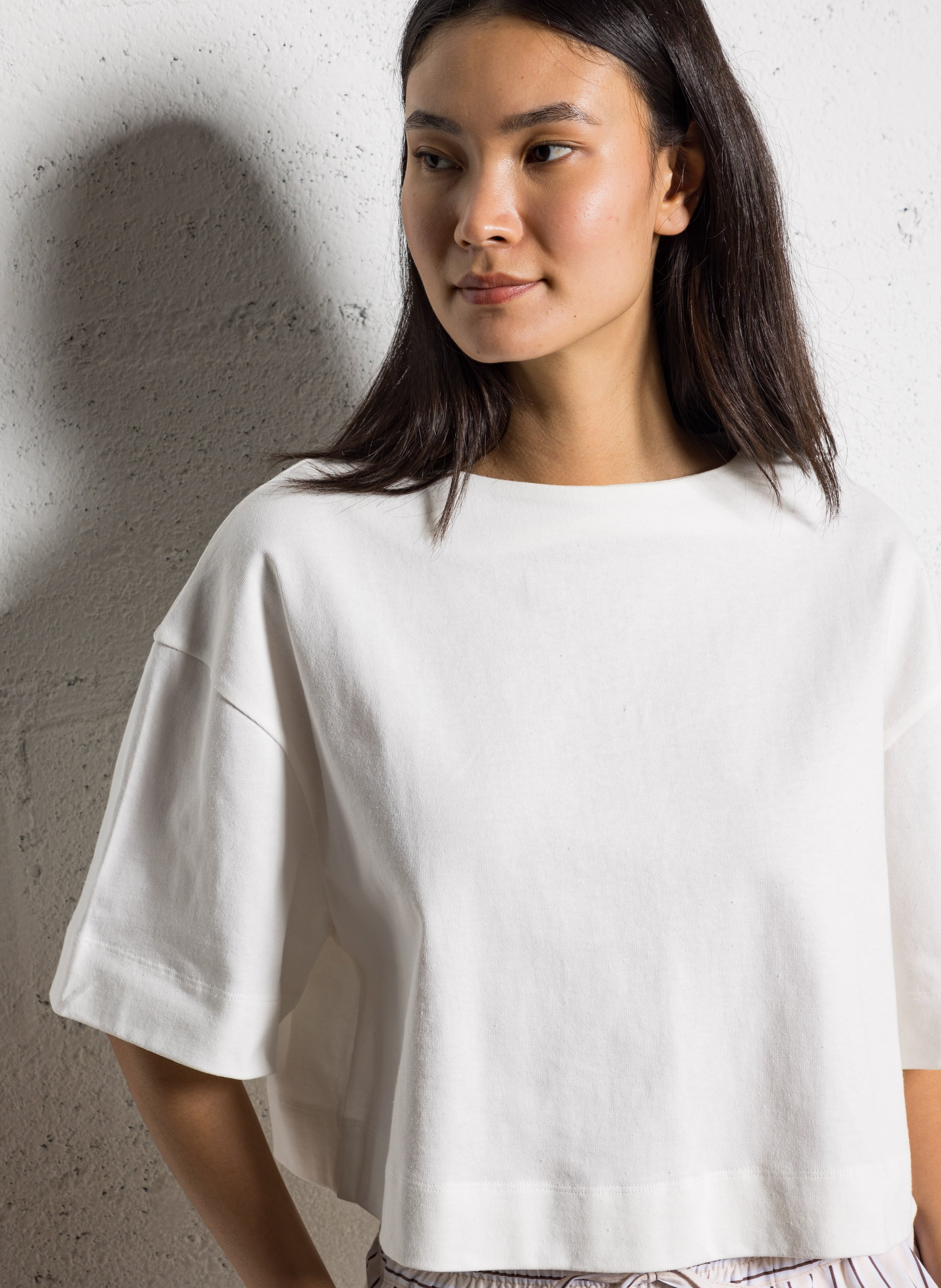 Tee-shirt col bateau en coton bio SOEUR Beige