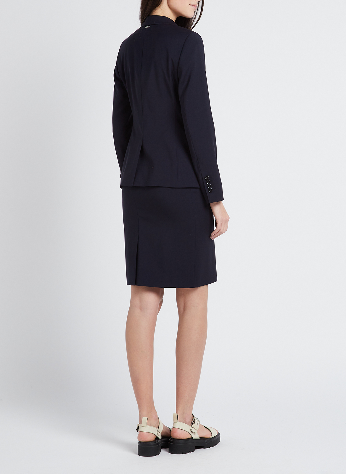 Veste tailleur droite en laine BOSS Bleu