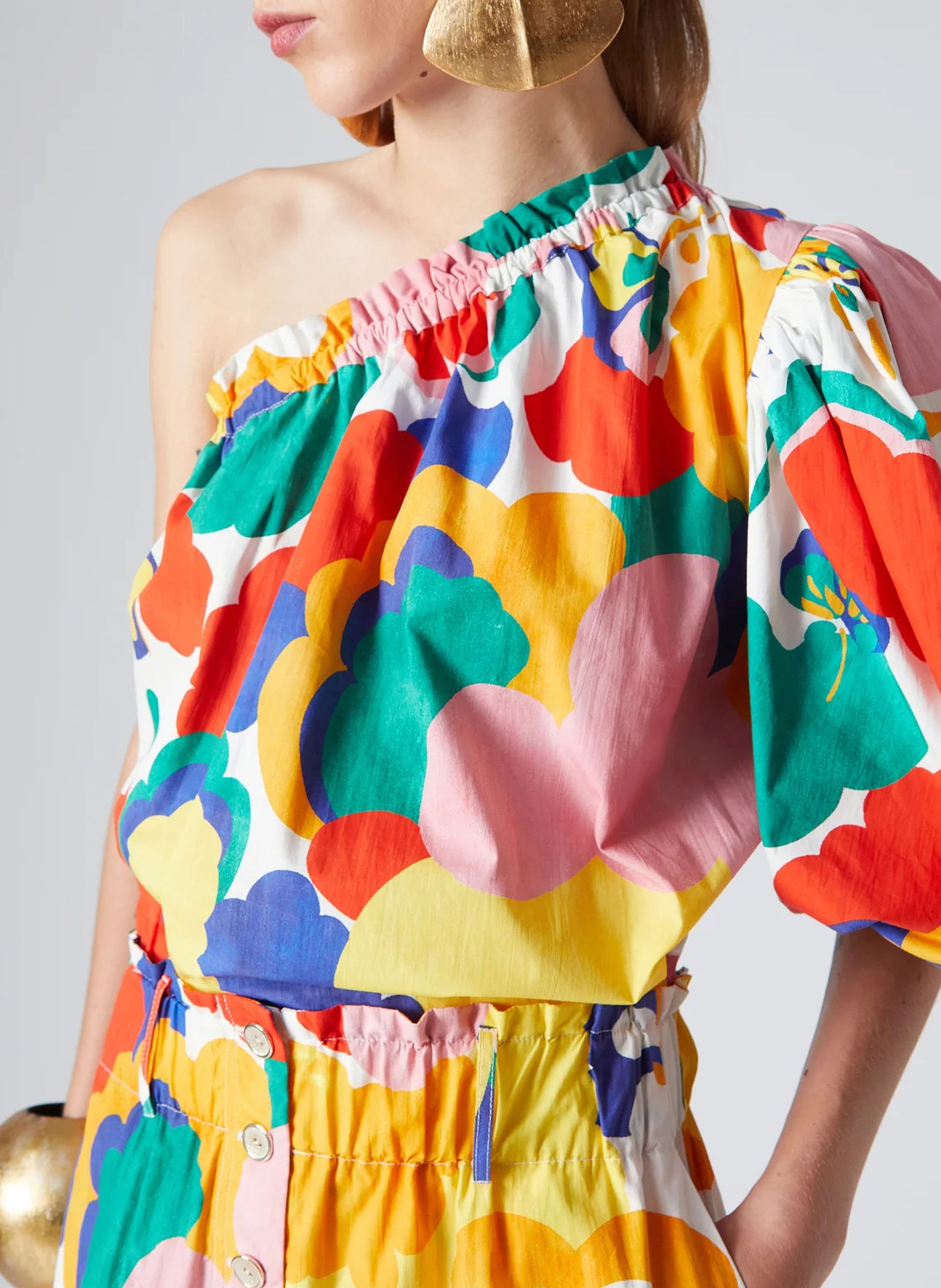 One-shoulder top with elastic neckline THE LABEL EDITION Multicolored