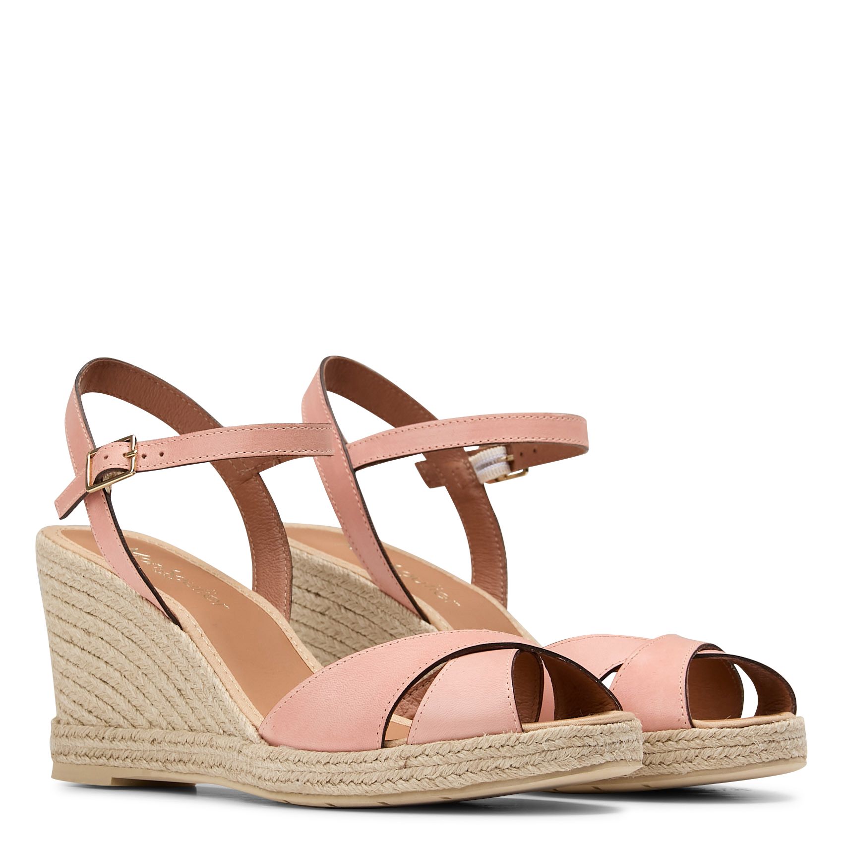 Espadrilles van daim met sleehak Goudkleurig