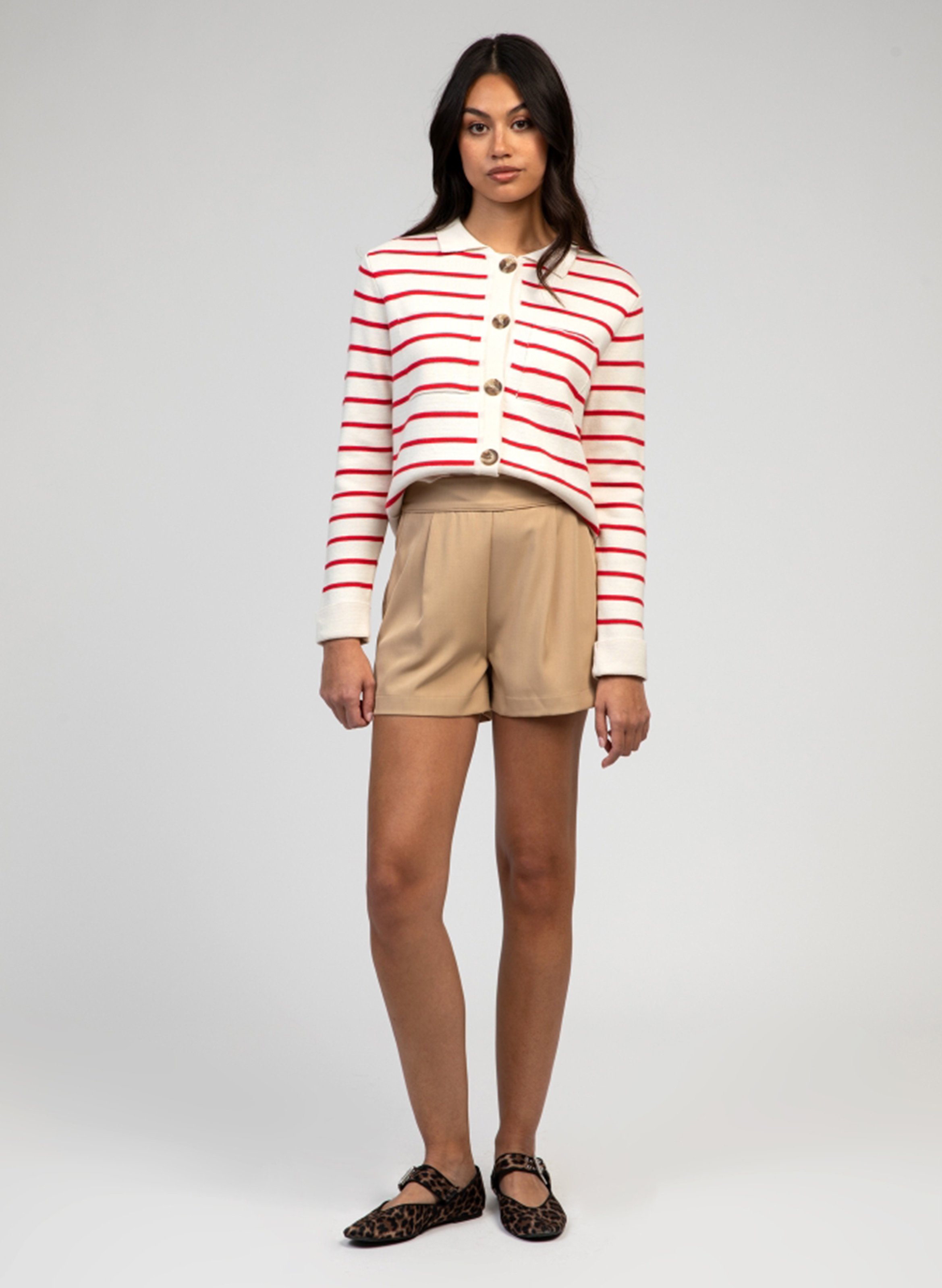 Bundfalten-Shorts Beige