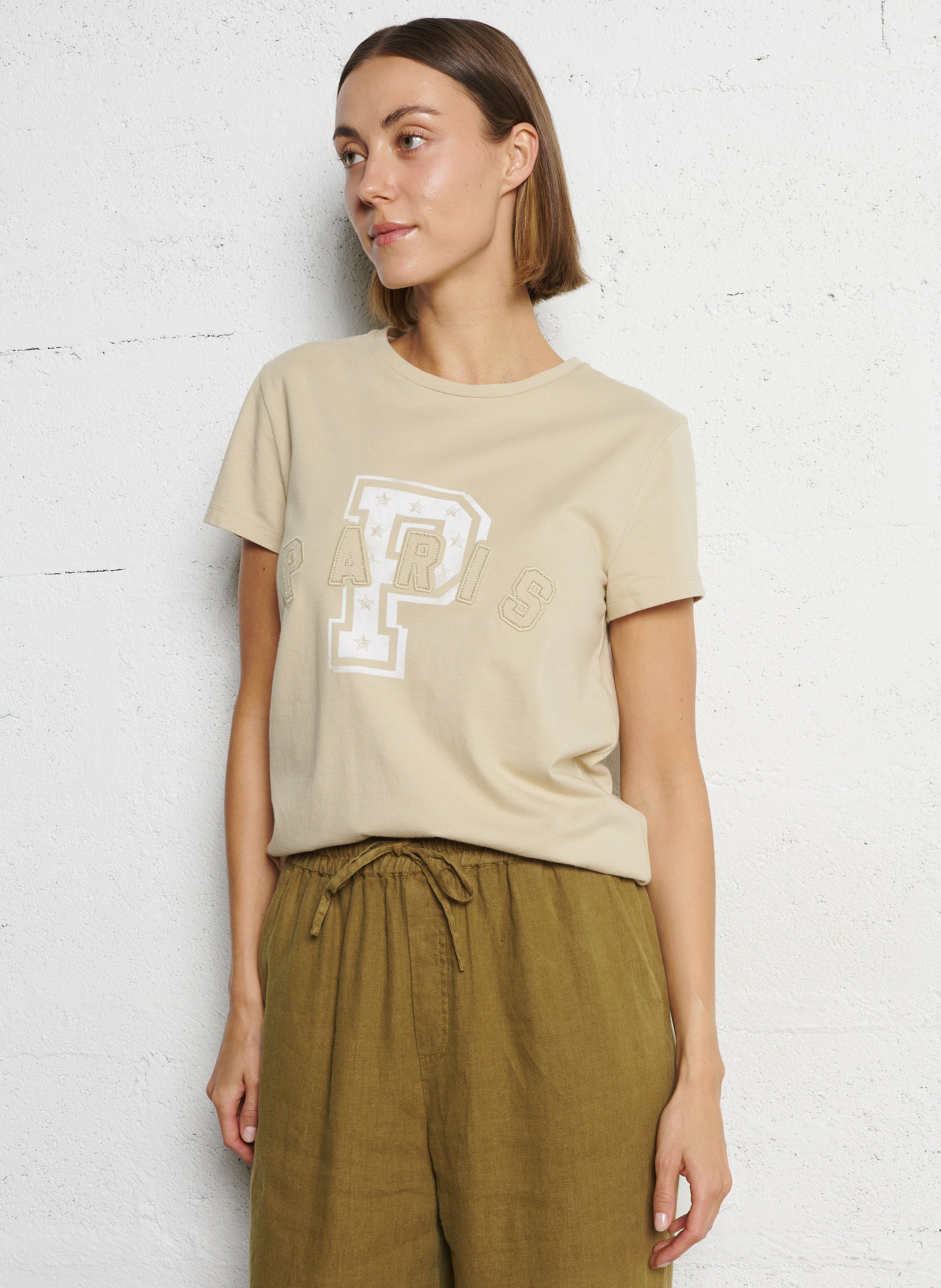 Tee-shirt col rond en coton IKKS Beige