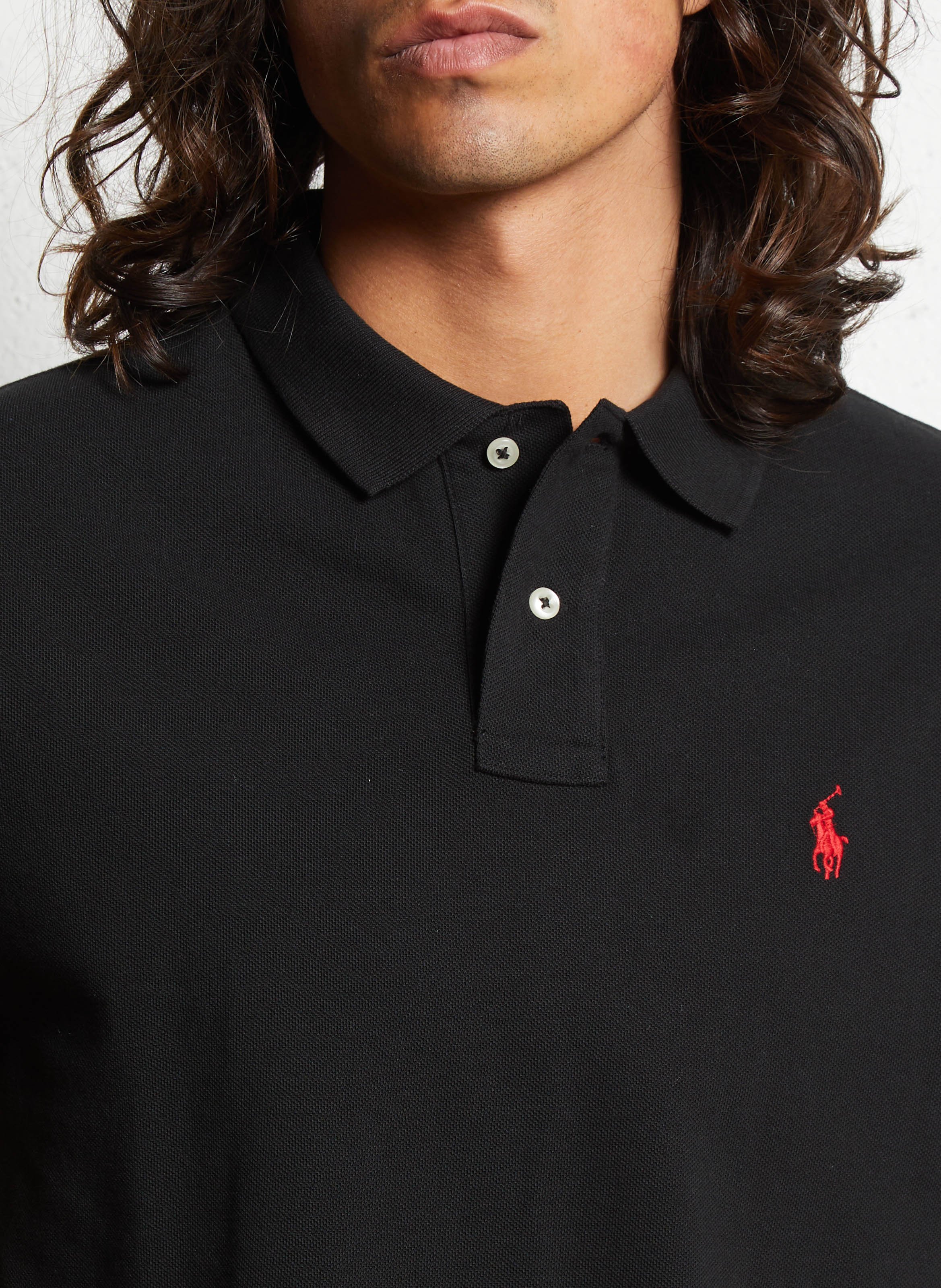 Short-sleeved cotton piqué polo shirt POLO RALPH LAUREN Black