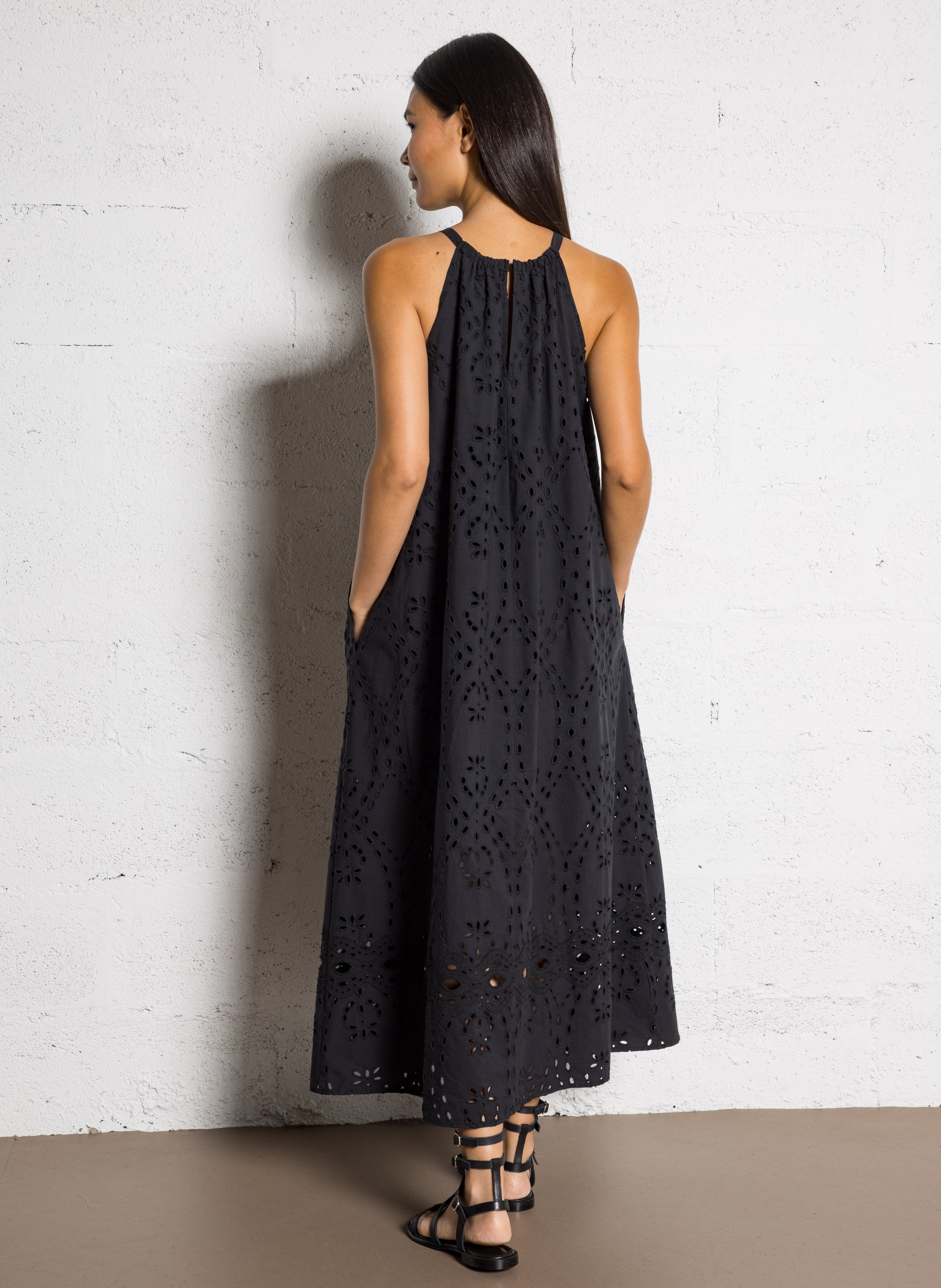Robe longue col rond en coton BA&SH Noir