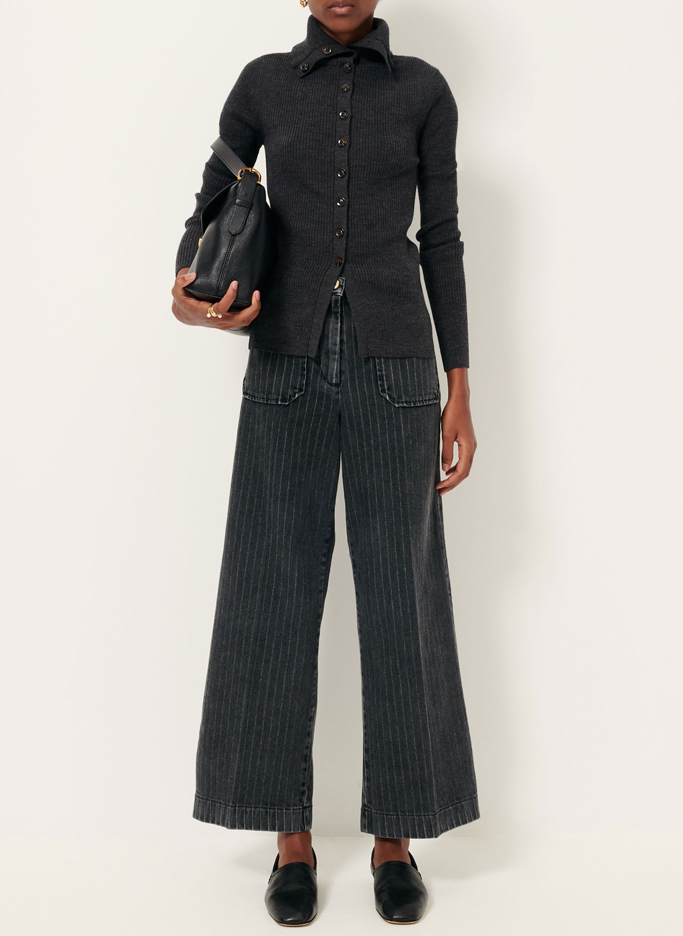 High-rise straight cotton jeans SESSUN Grey