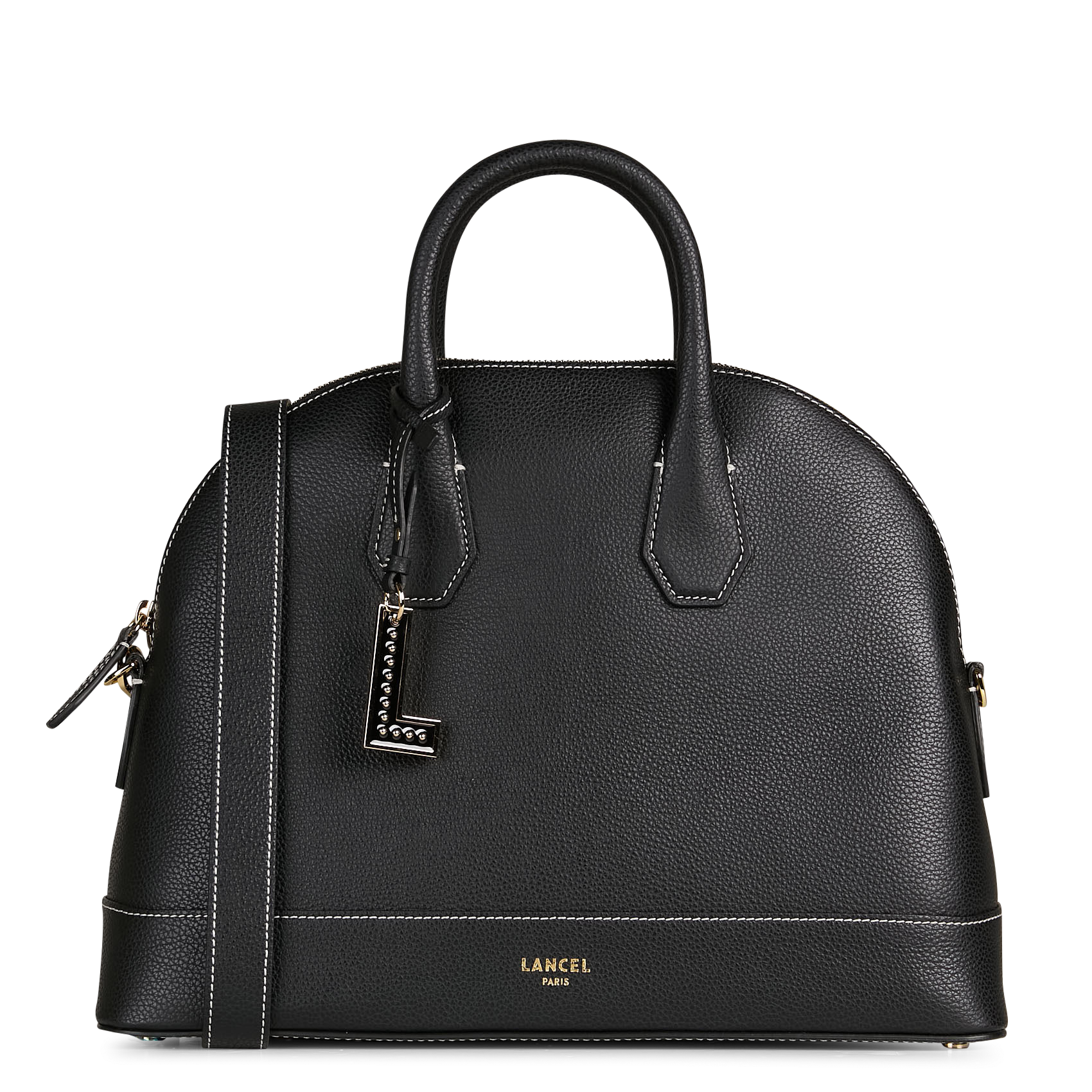 Sac bandoulière uni en cuir grainé LANCEL Noir
