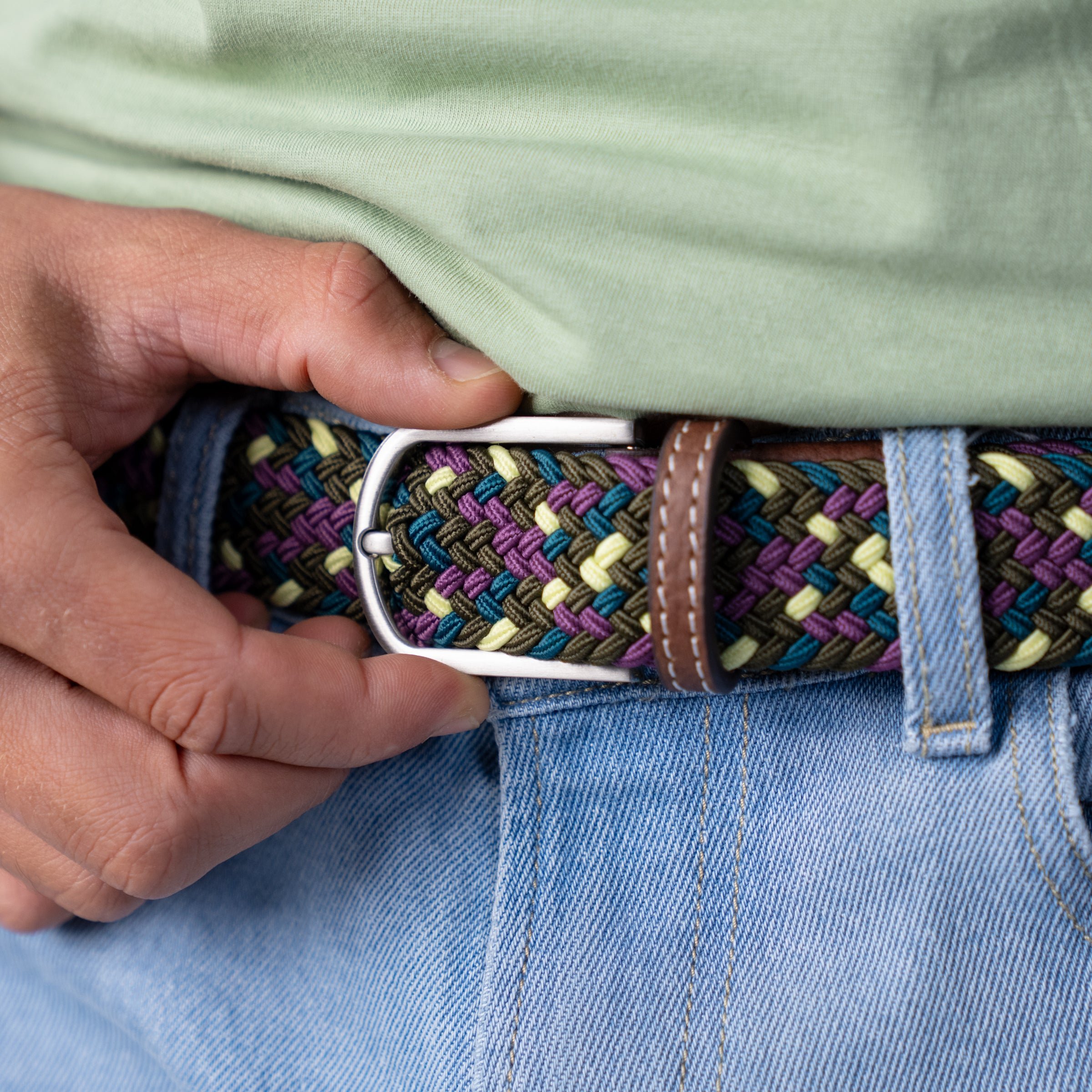 Multicolored braided elastic belt BILLYBELT Multicolored