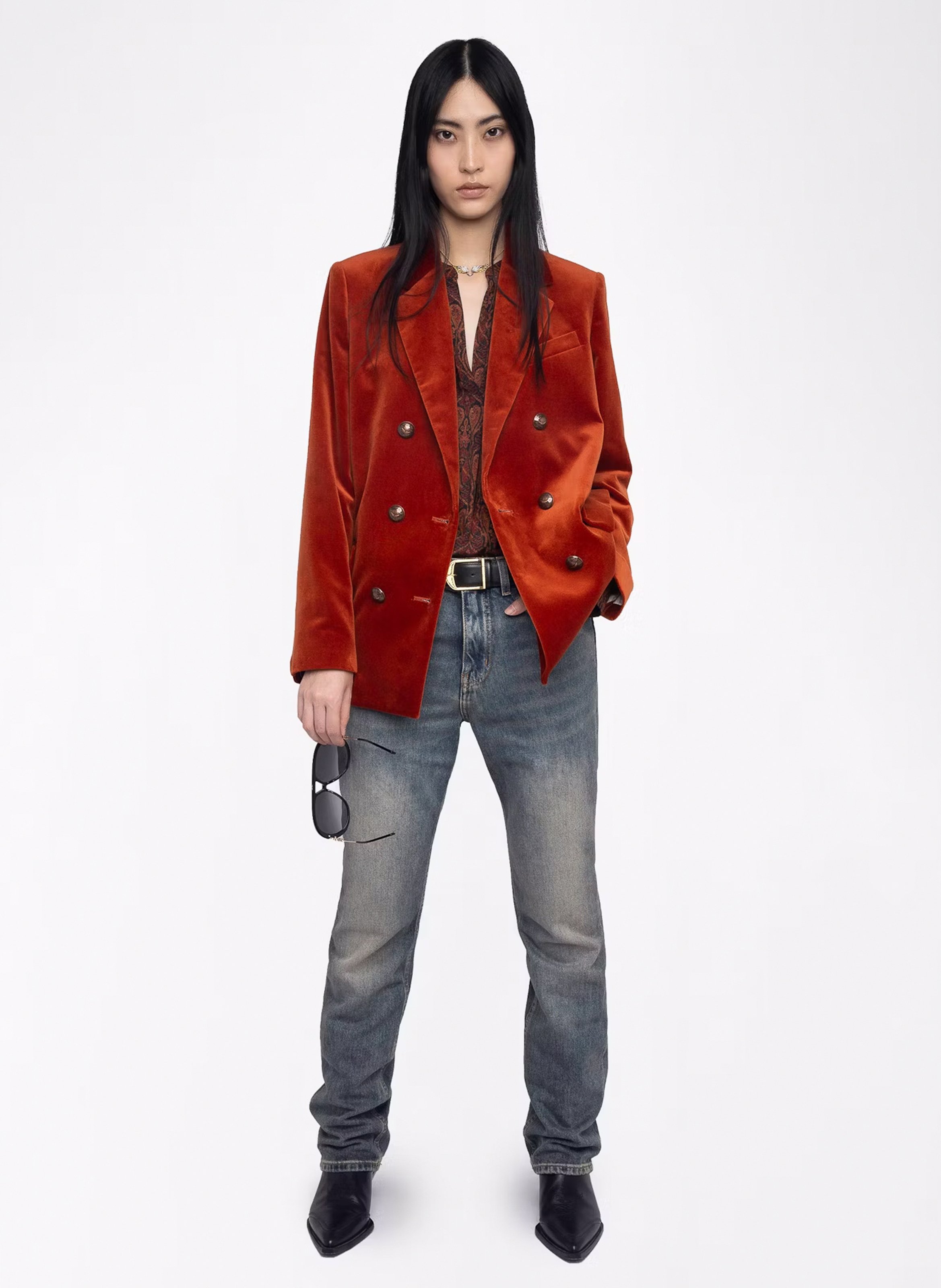 Blazer droit en coton ZADIG&VOLTAIRE Marron