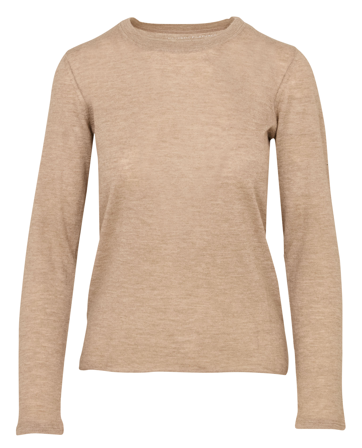 Pull droit col rond en cachemire MAJESTIC FILATURES Beige