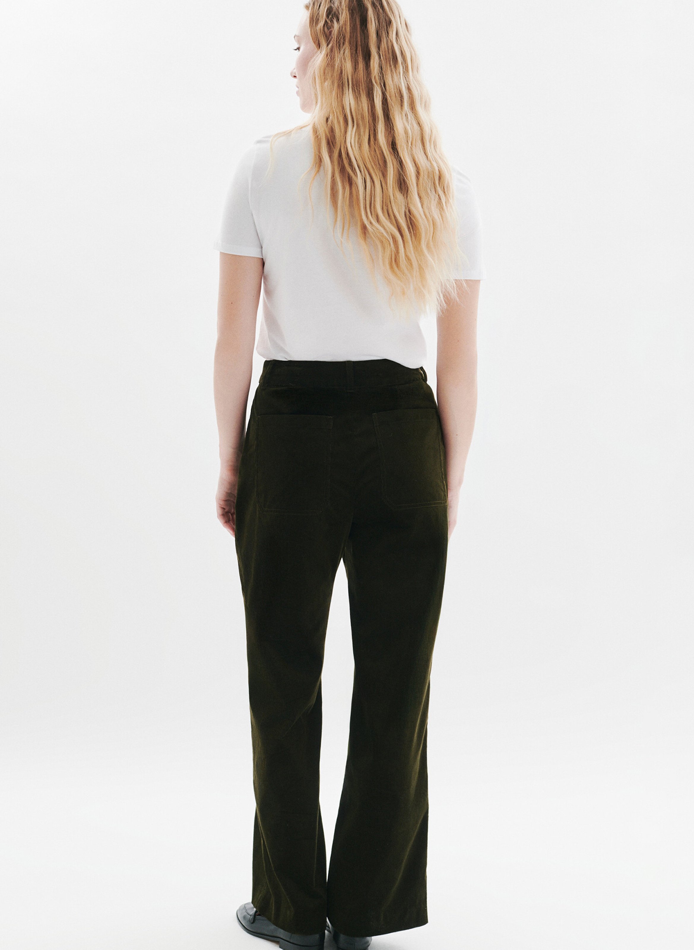 Flared corduroy pants CAROLL Green