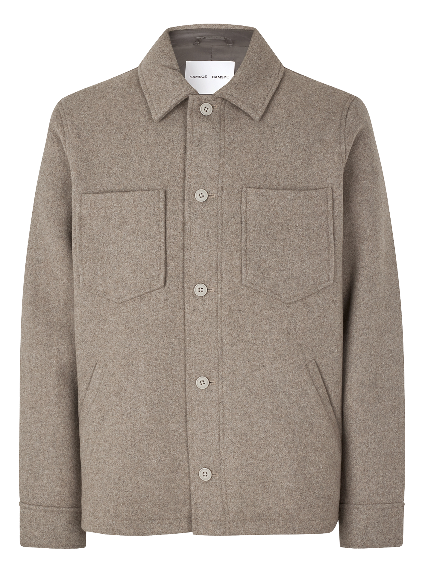 Surchemise col classique en laine mélangée SAMSOE SAMSOE Beige