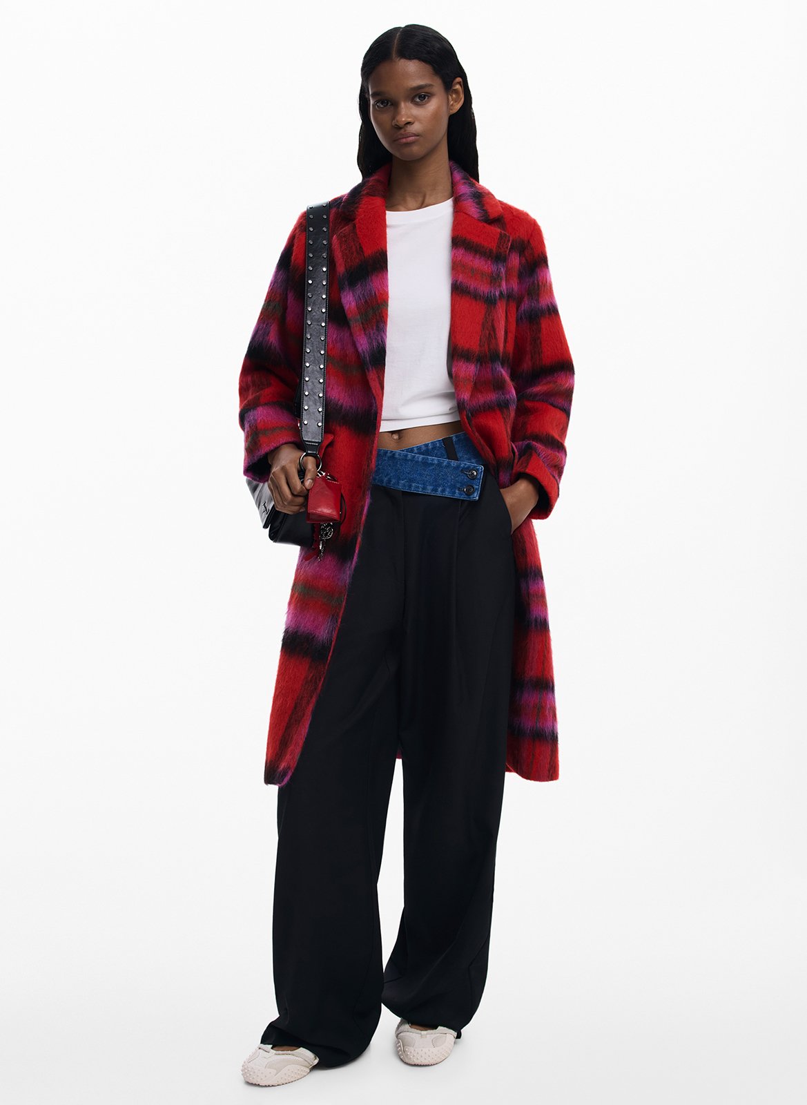 Manteau mi-long col tailleur imprimé DESIGUAL Rouge