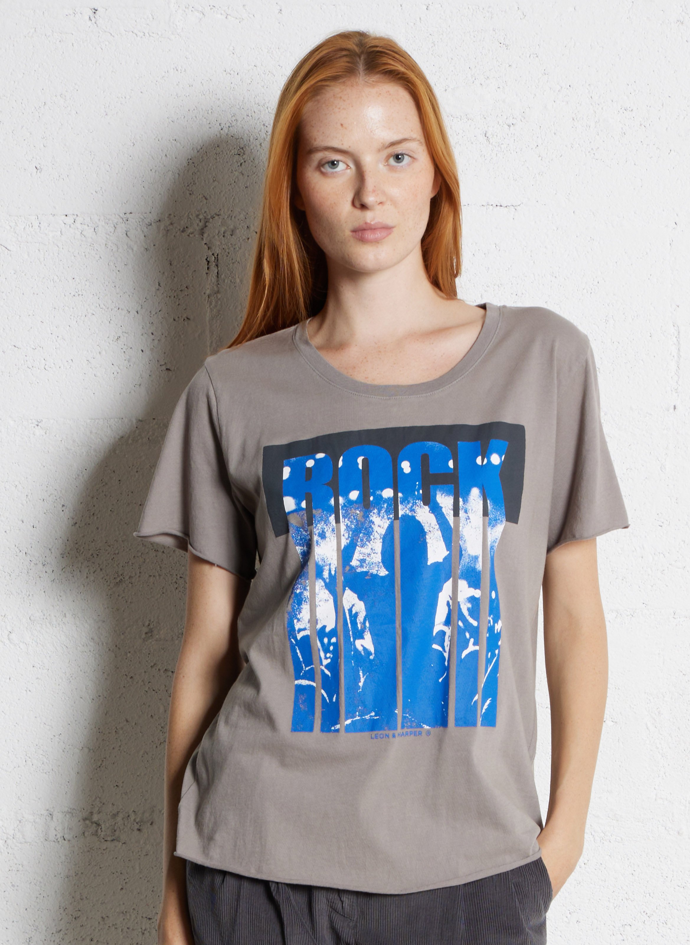 T-shirt van biokatoen met ronde hals LEON & HARPER