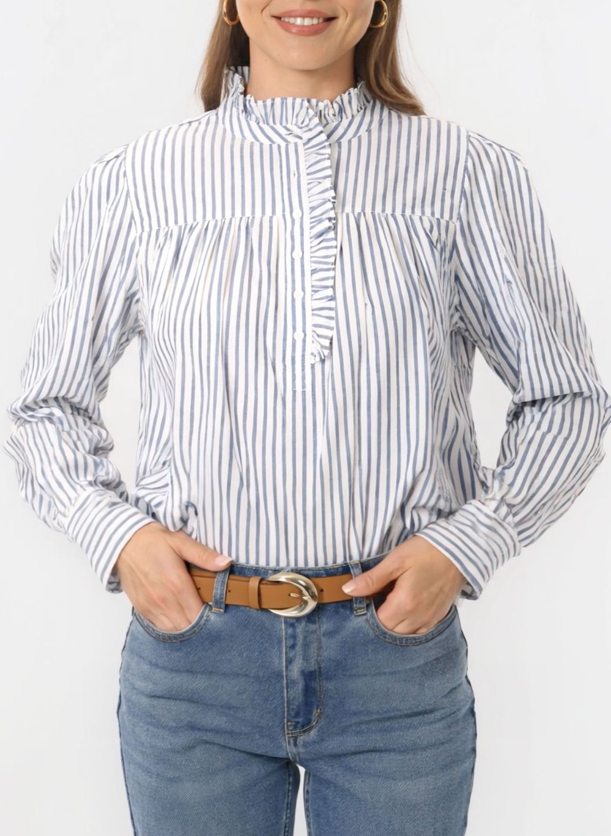 Blouse oversize en coton rayé KOOKAI Bleu