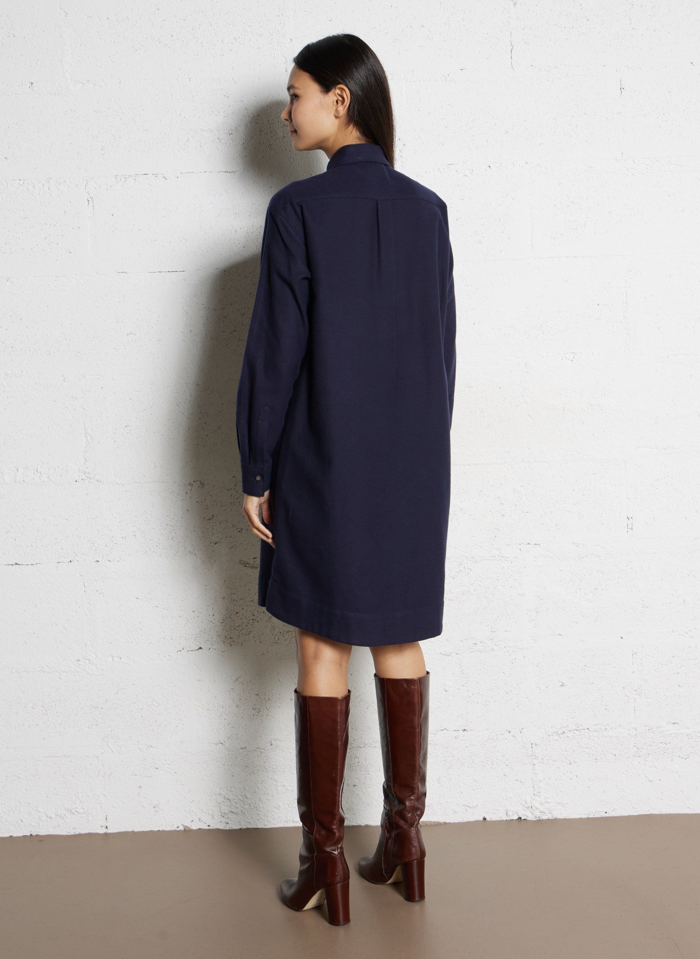 Robe droite col en coton HARTFORD Bleu