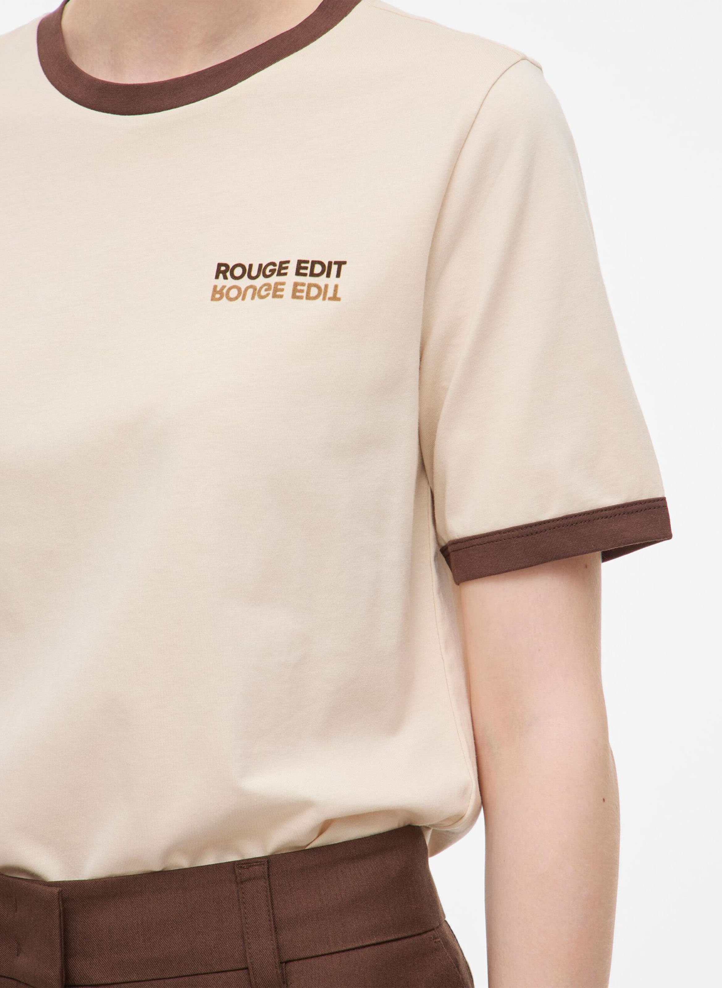 Round-neck organic cotton T-shirt ROUGE EDIT Beige