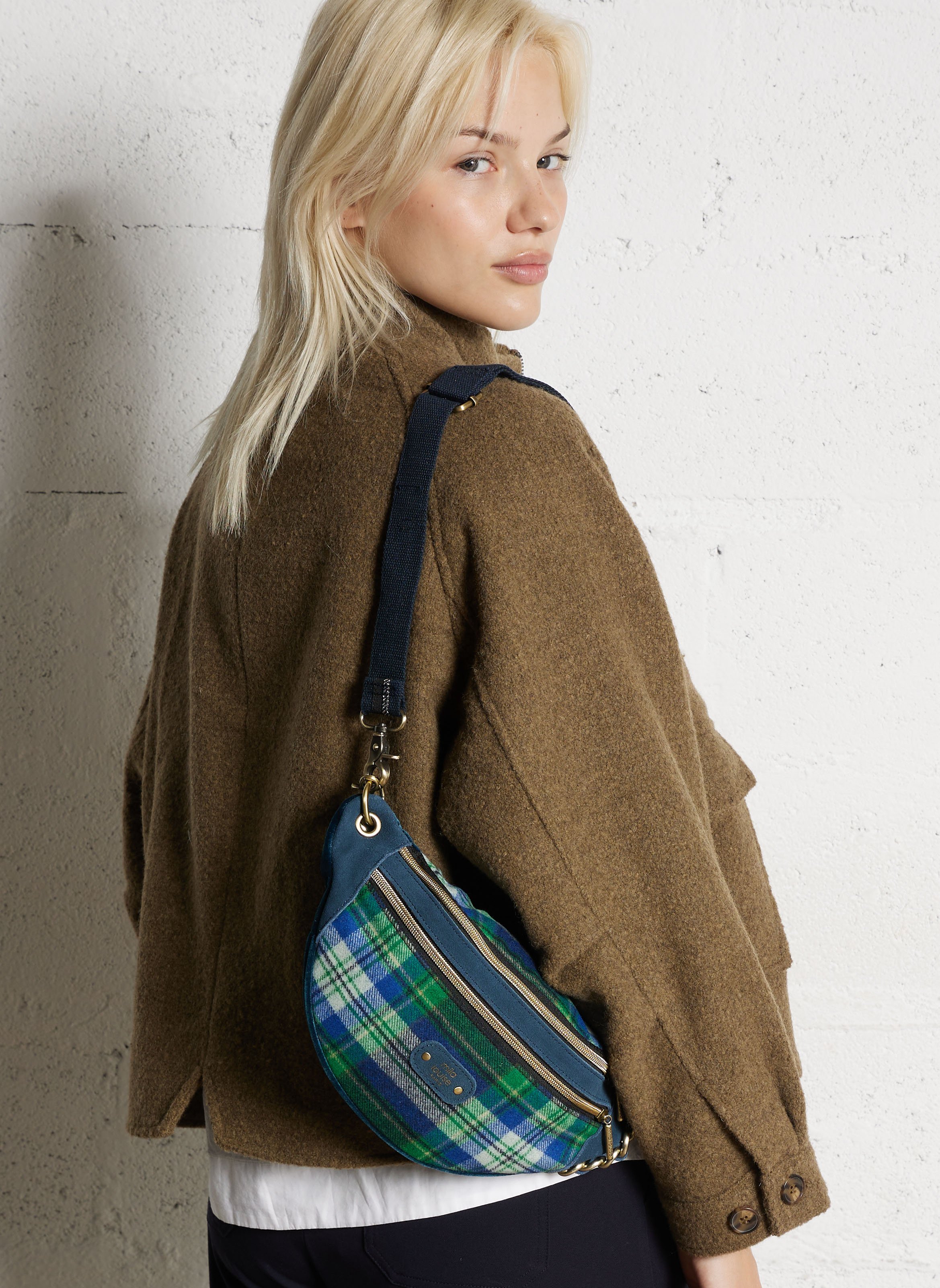 Heuptas van bedrukt suèdeleer MILA LOUISE Blauw