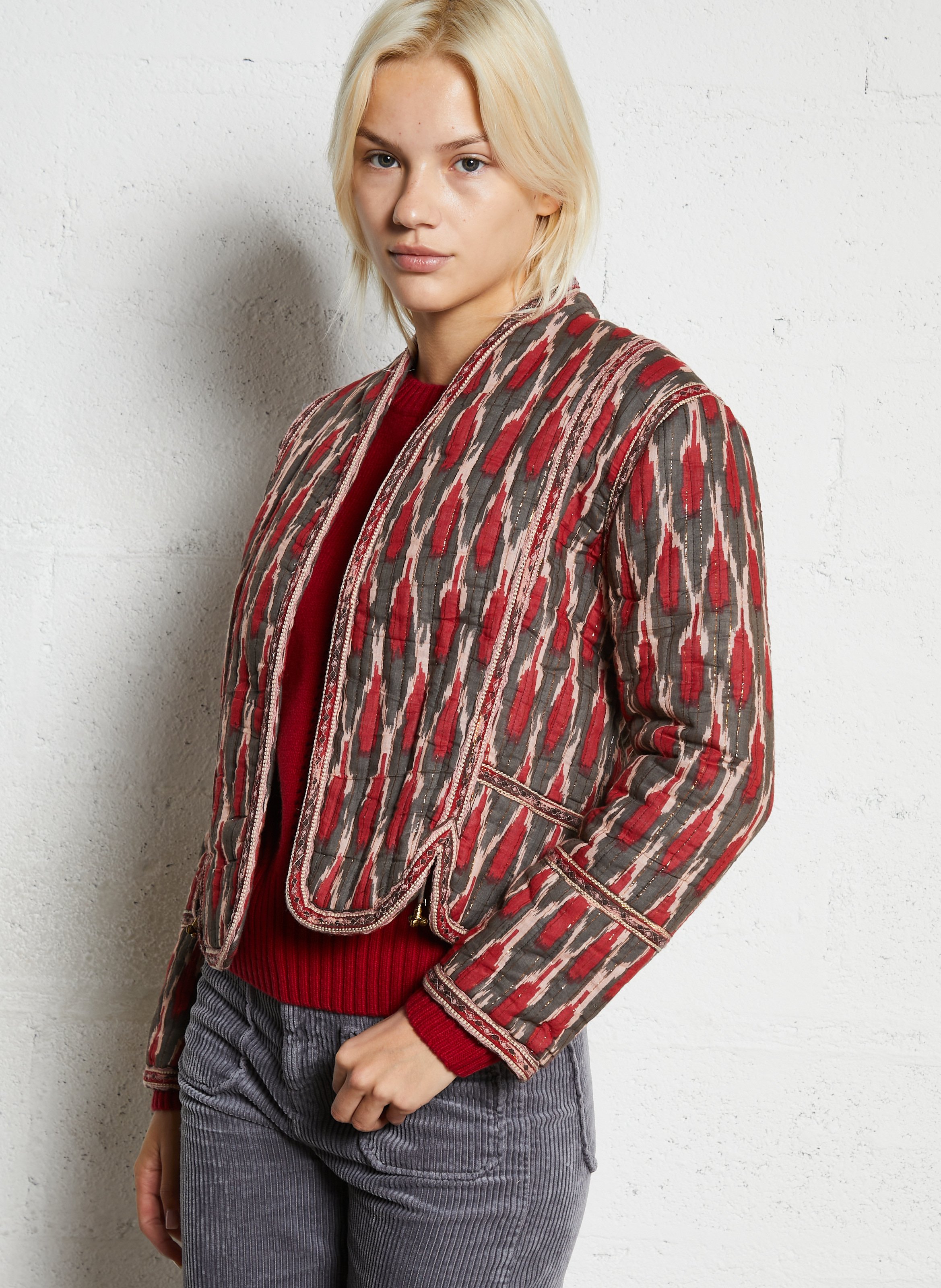 Veste droite en coton mélangé imprimé MAISON HOTEL Rouge