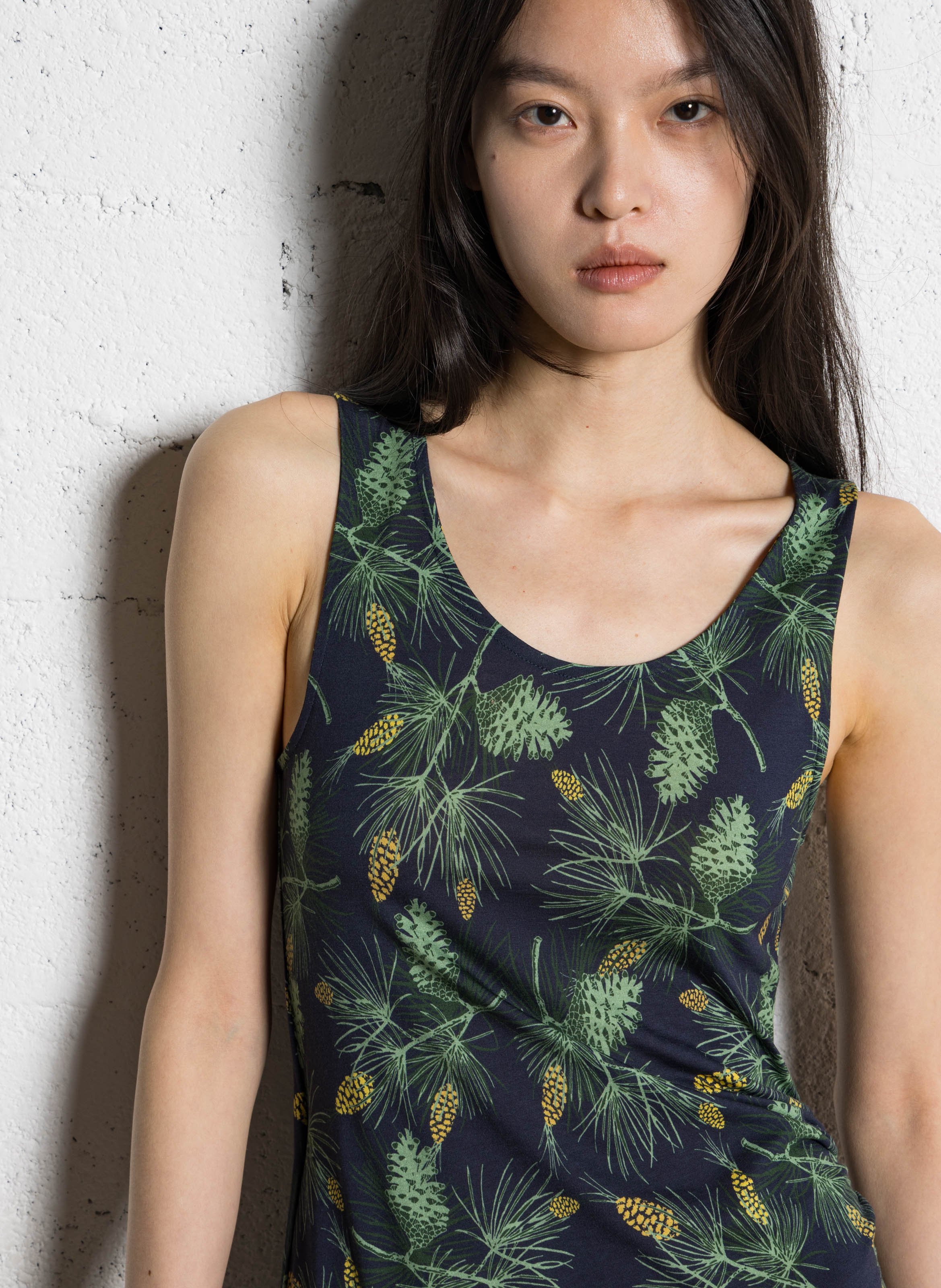 Robe midi imprimée col rond NICE THINGS Bleu