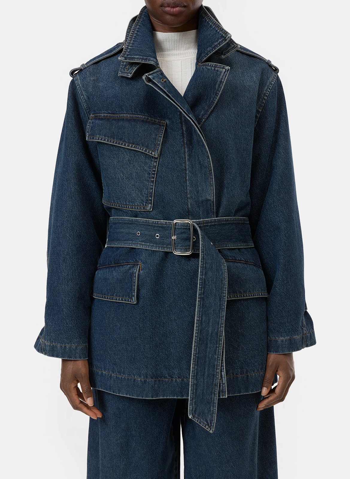 Veste oversize col montant en coton bio mélangé CLOSED Bleu